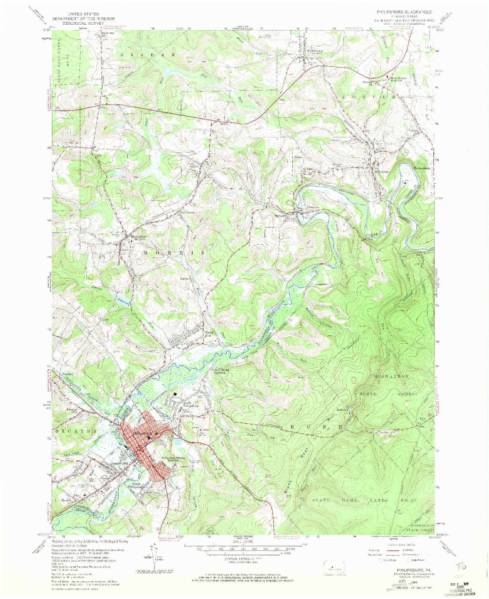 USGS 1:24000-SCALE QUADRANGLE FOR PHILIPSBURG, PA 1959