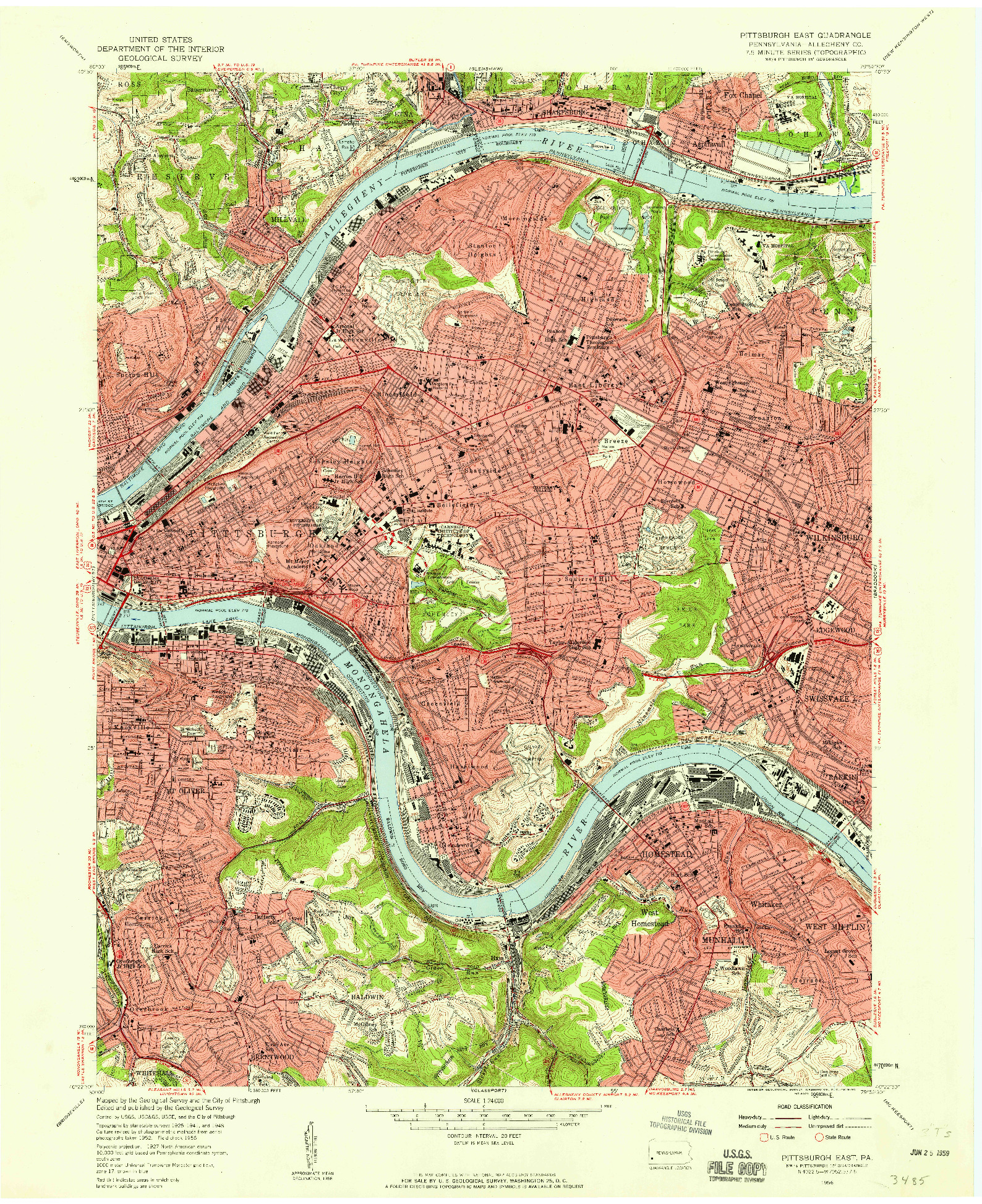 USGS 1:24000-SCALE QUADRANGLE FOR PITTSBURGH EAST, PA 1956