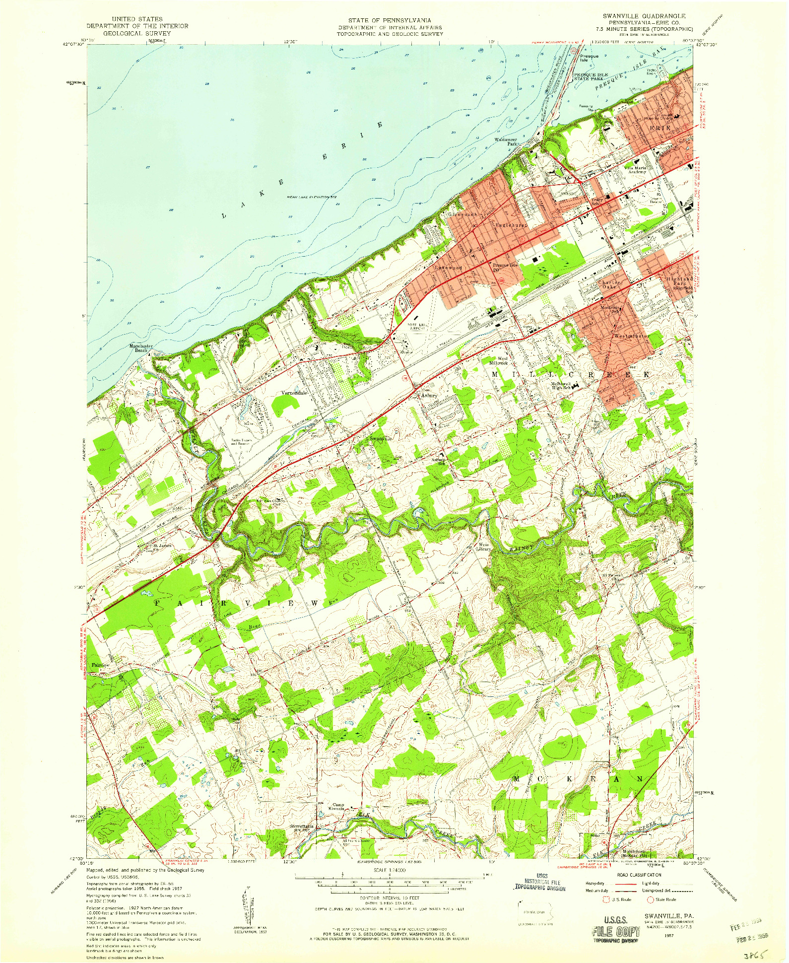 USGS 1:24000-SCALE QUADRANGLE FOR SWANVILLE, PA 1957