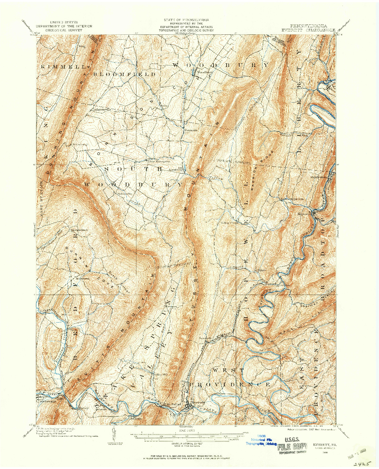 USGS 1:62500-SCALE QUADRANGLE FOR EVERETT, PA 1900