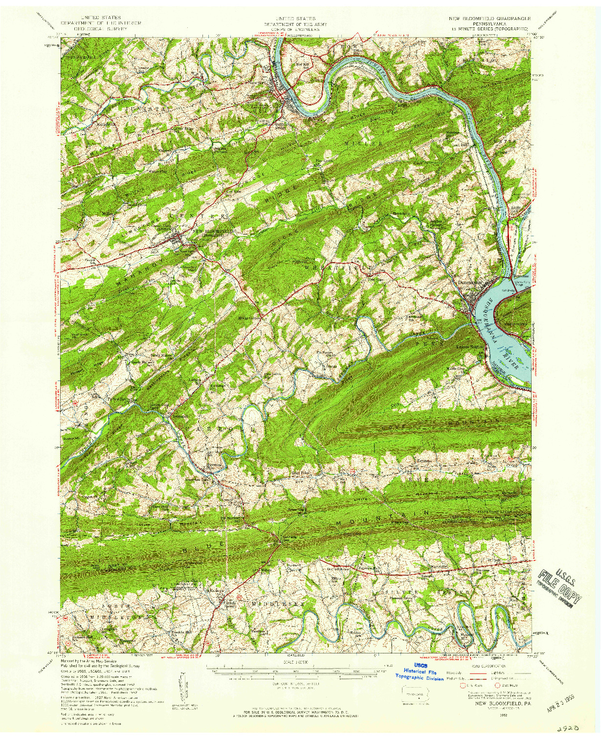 USGS 1:62500-SCALE QUADRANGLE FOR NEW BLOOMFIELD, PA 1952