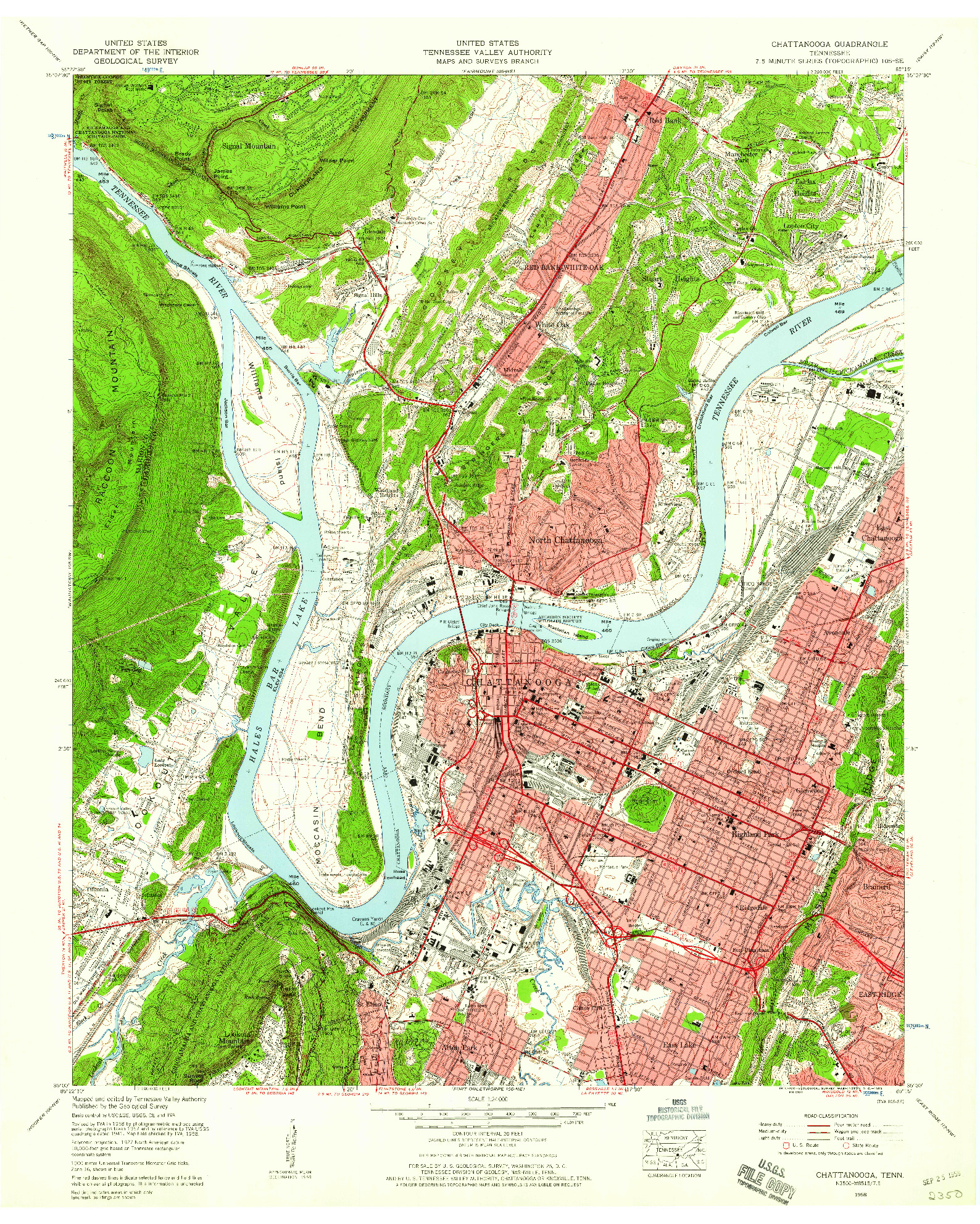 USGS 1:24000-SCALE QUADRANGLE FOR CHATTANOOGA, TN 1958