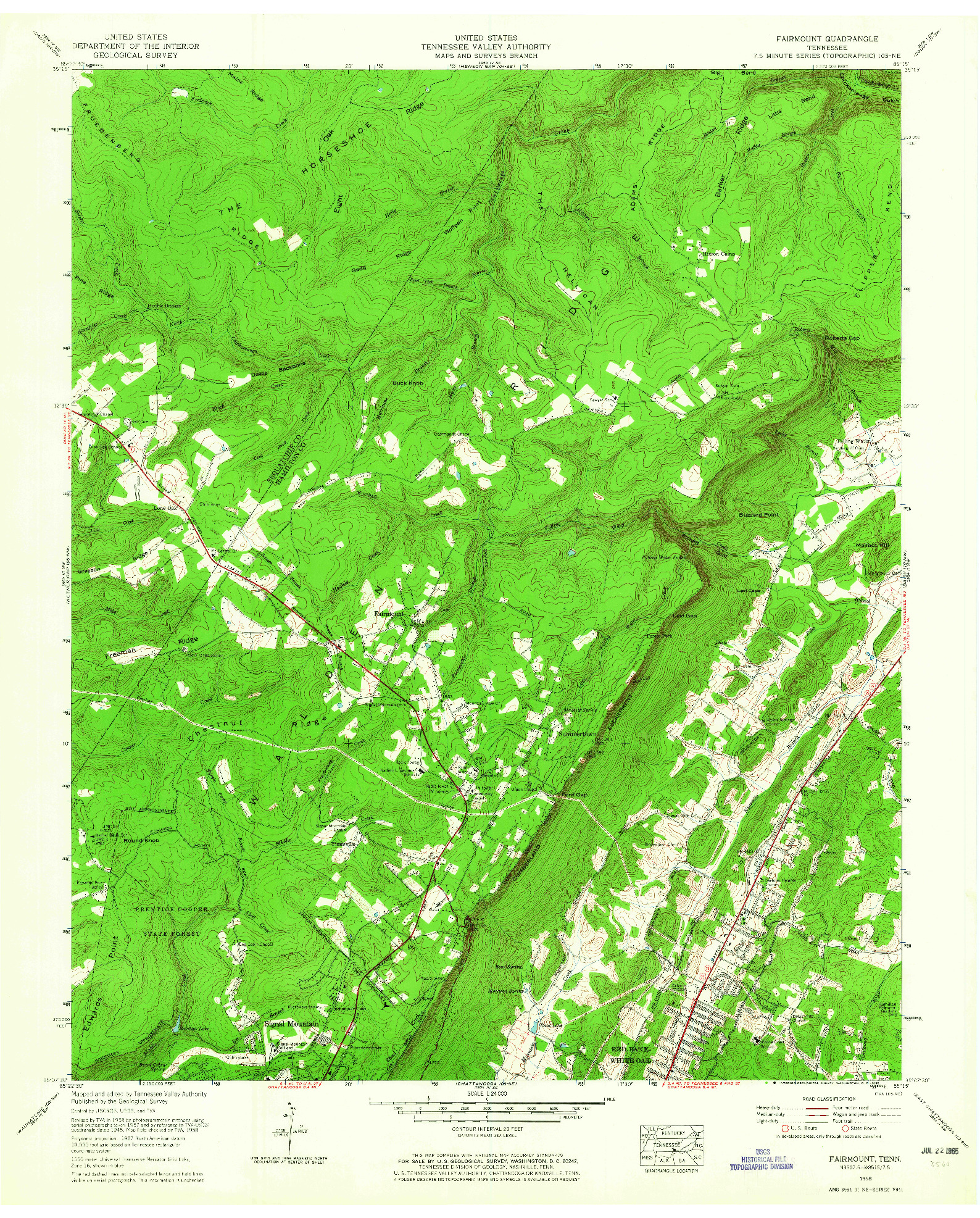 USGS 1:24000-SCALE QUADRANGLE FOR FAIRMOUNT, TN 1958