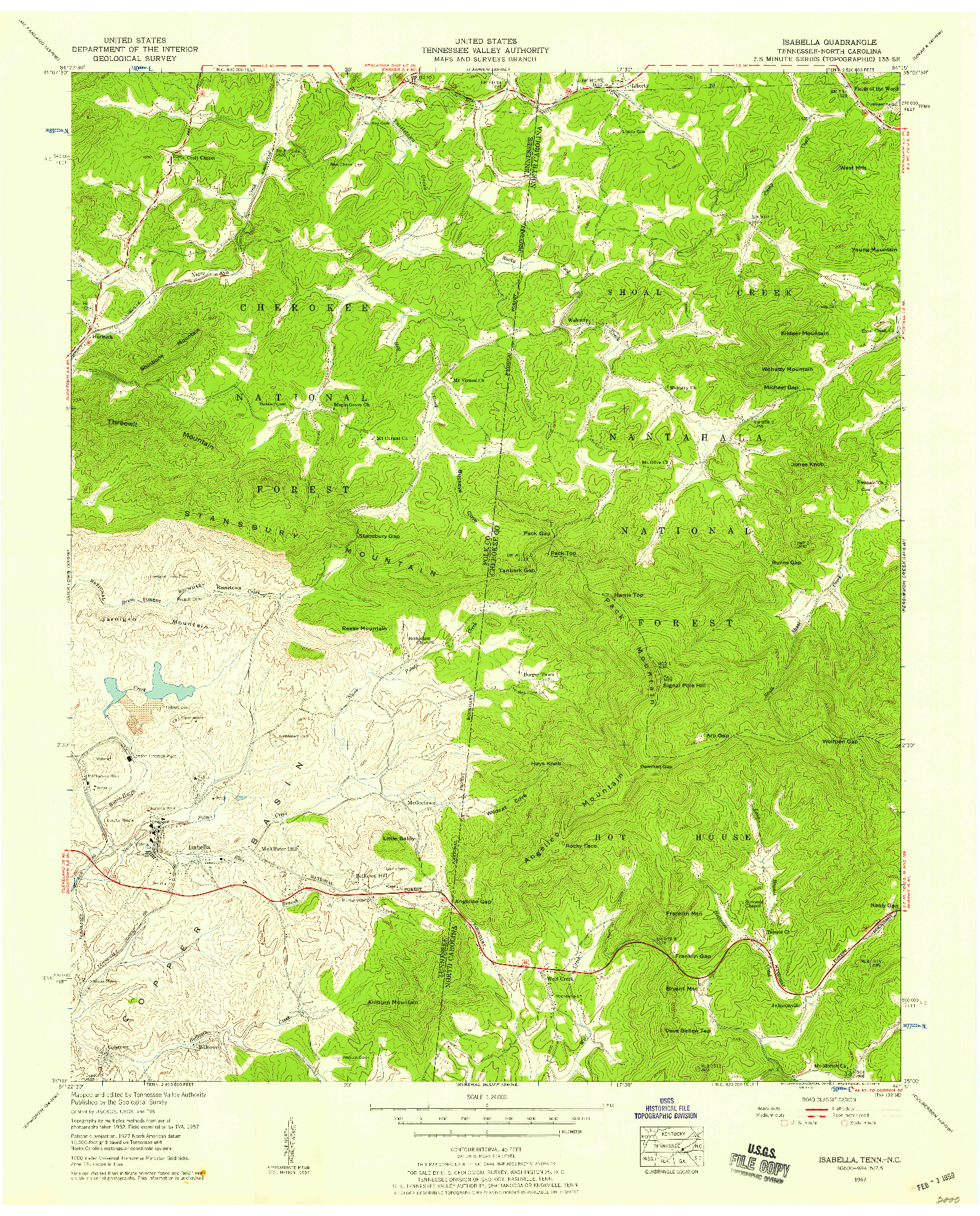 USGS 1:24000-SCALE QUADRANGLE FOR ISABELLA, TN 1957