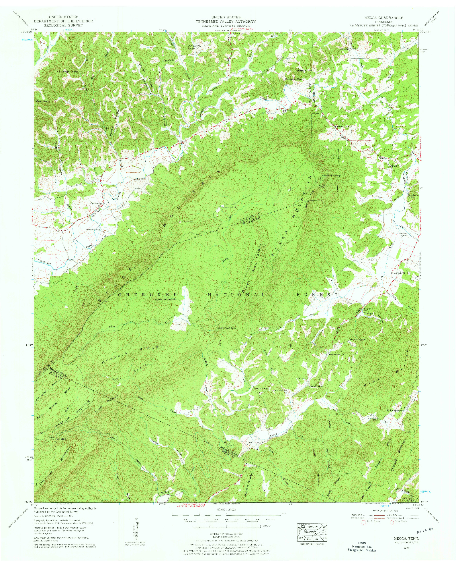 USGS 1:24000-SCALE QUADRANGLE FOR MECCA, TN 1957