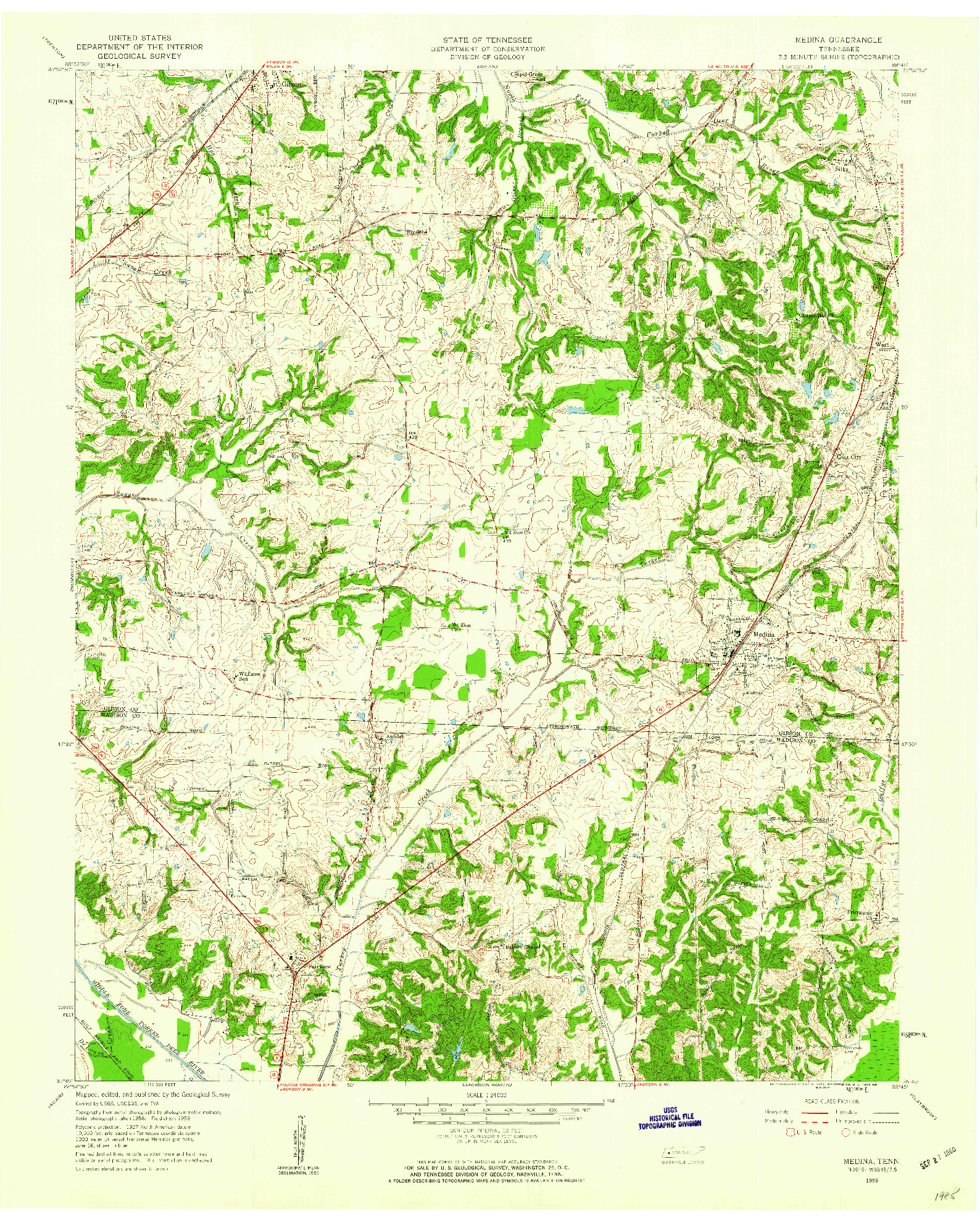 USGS 1:24000-SCALE QUADRANGLE FOR MEDINA, TN 1959