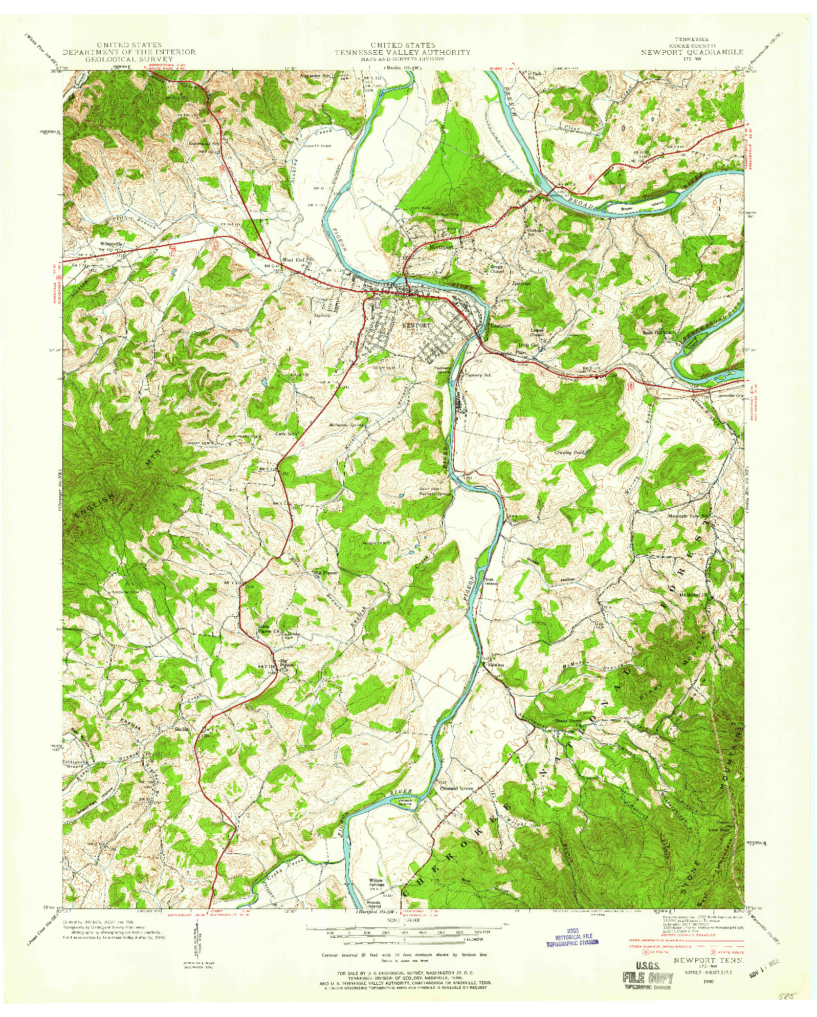 USGS 1:24000-SCALE QUADRANGLE FOR NEWPORT, TN 1940