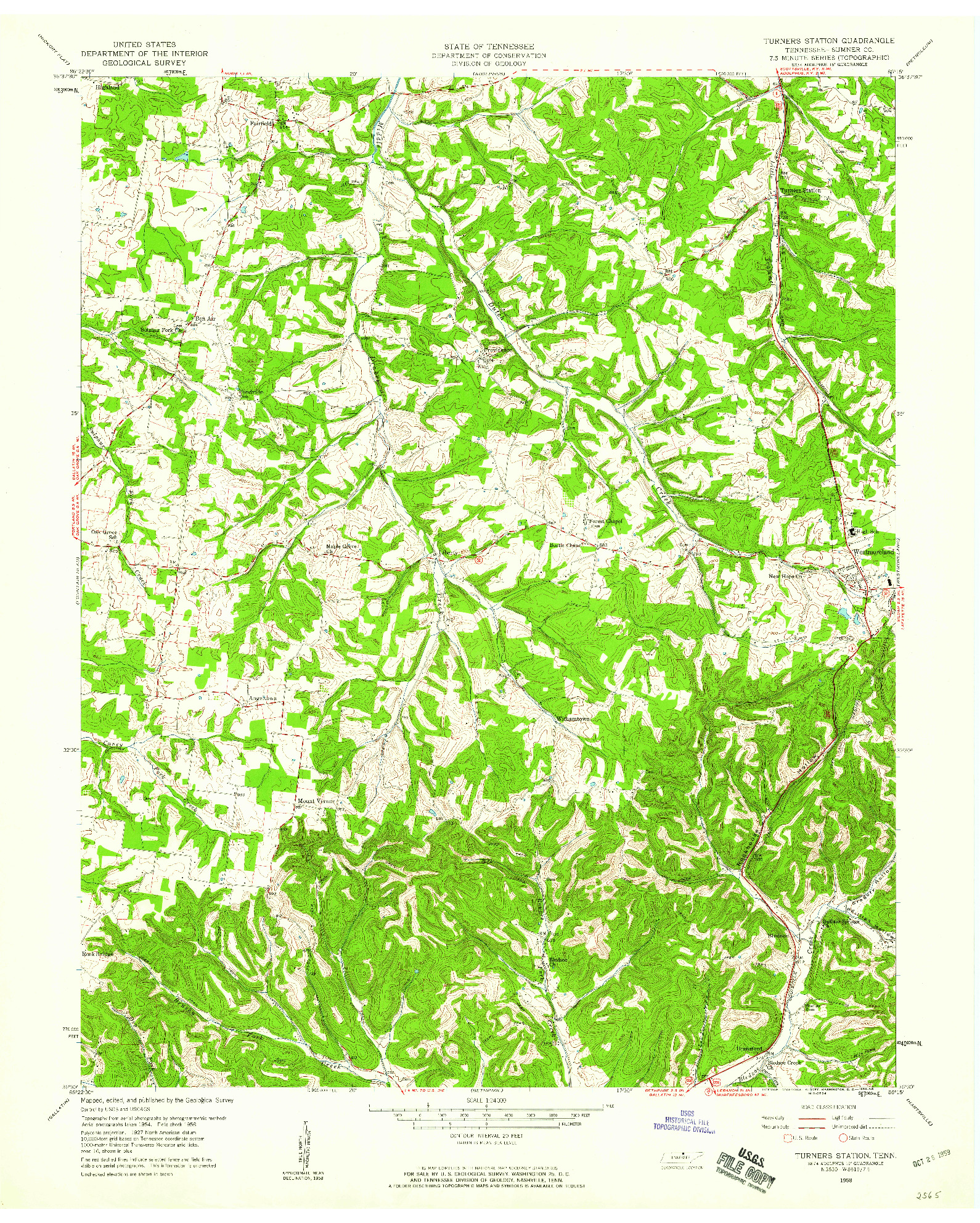 USGS 1:24000-SCALE QUADRANGLE FOR TURNERS STATION, TN 1958