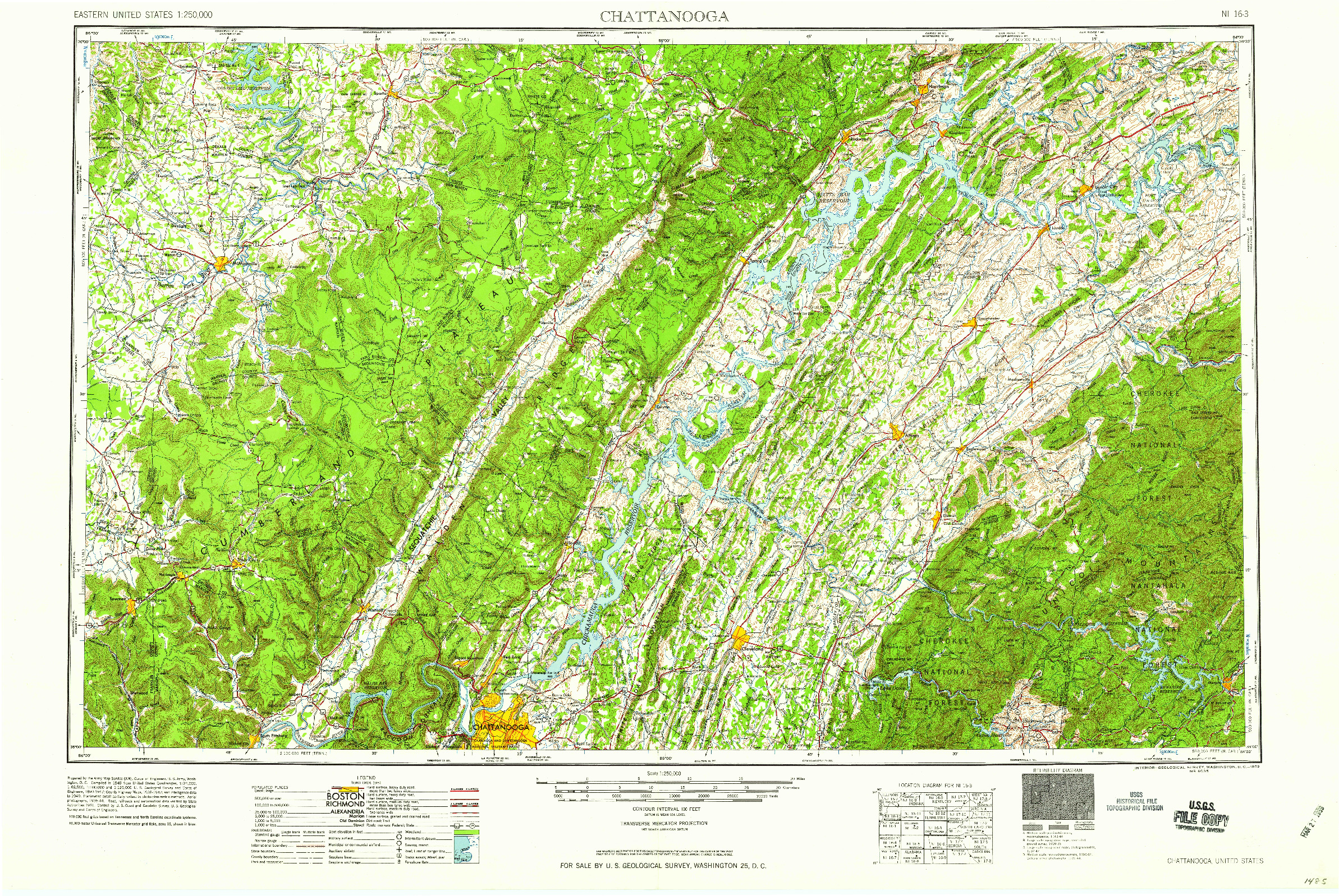 USGS 1:250000-SCALE QUADRANGLE FOR CHATTANOOGA, TN 1959