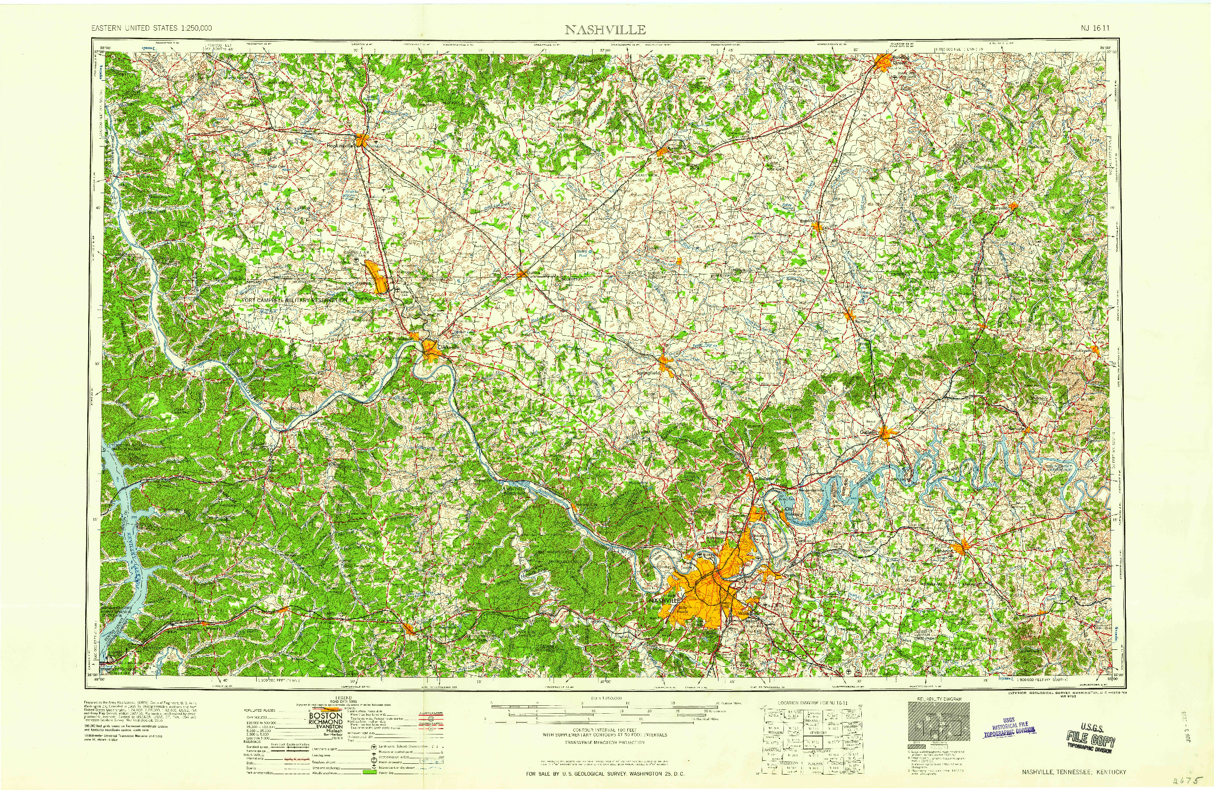 USGS 1:250000-SCALE QUADRANGLE FOR NASHVILLE, TN 1959
