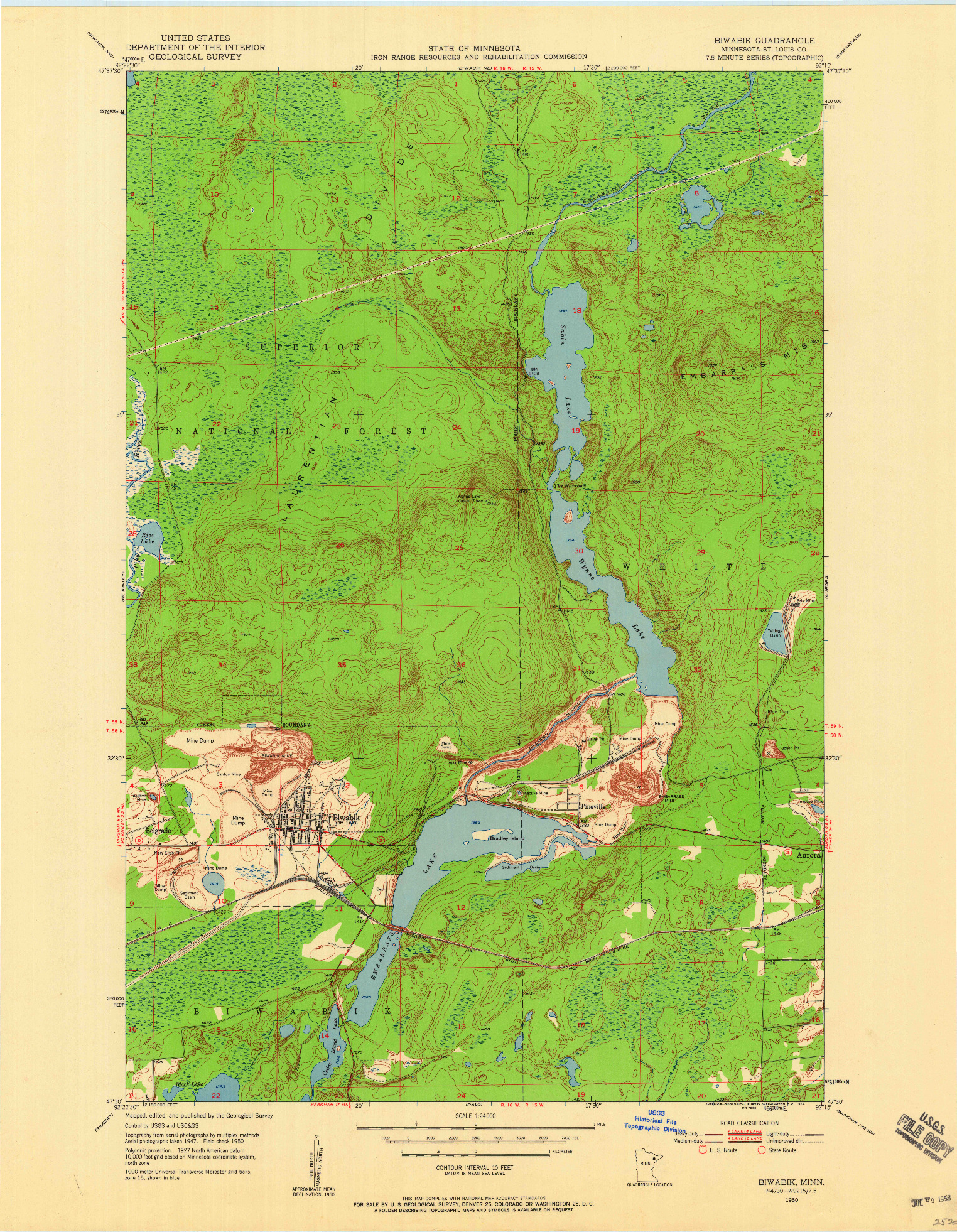 USGS 1:24000-SCALE QUADRANGLE FOR BIWABIK, MN 1950