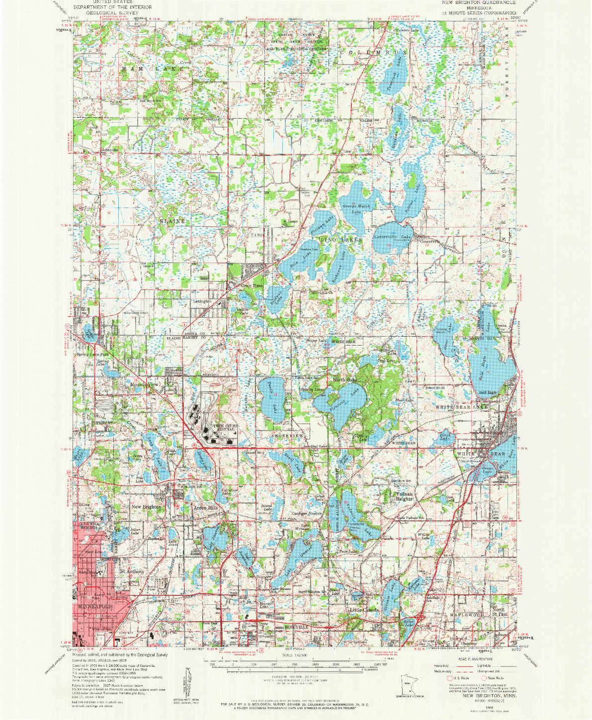 USGS 1:62500-SCALE QUADRANGLE FOR NEW BRIGHTON, MN 1955