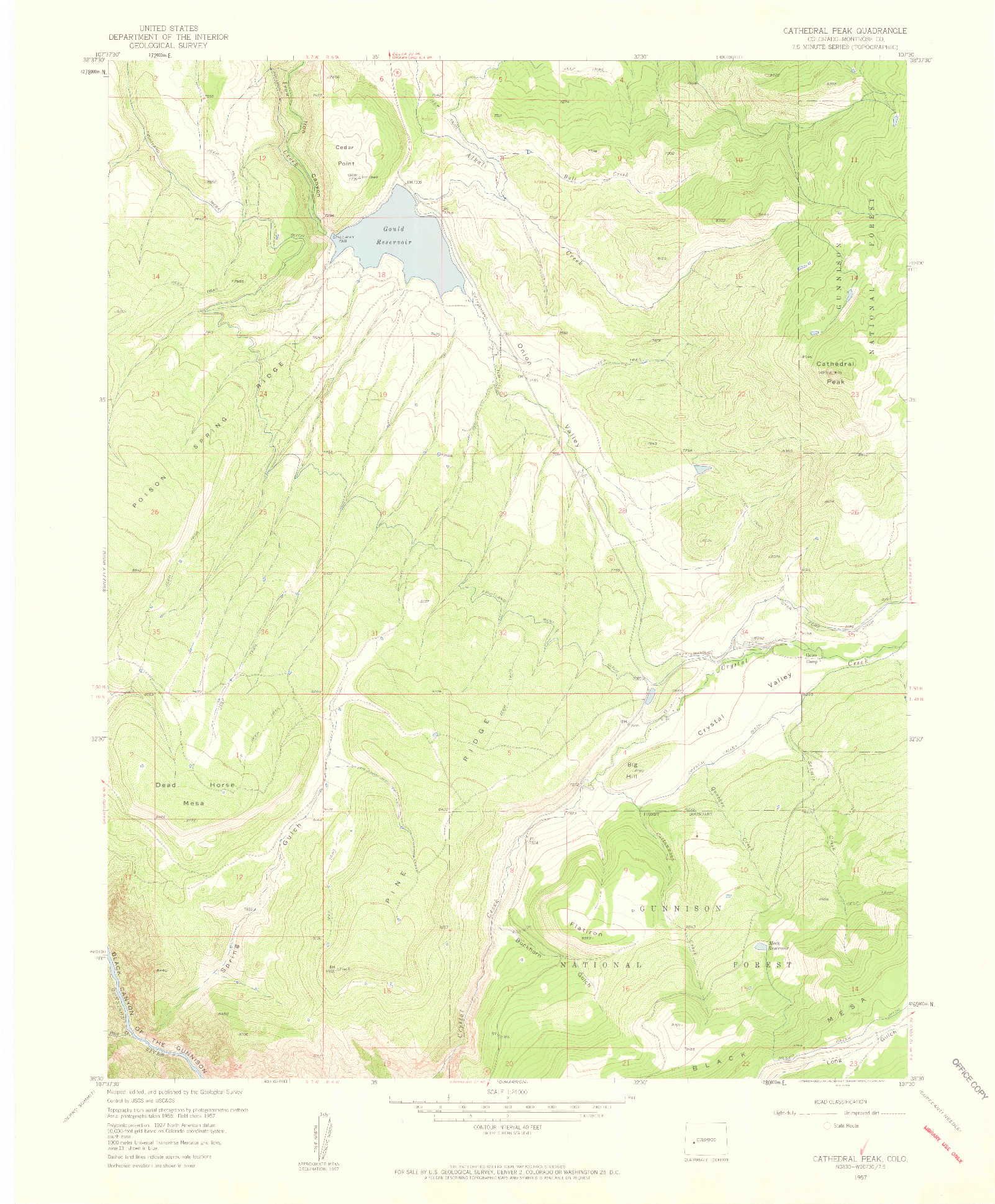 USGS 1:24000-SCALE QUADRANGLE FOR CATHEDRAL PEAK, CO 1957