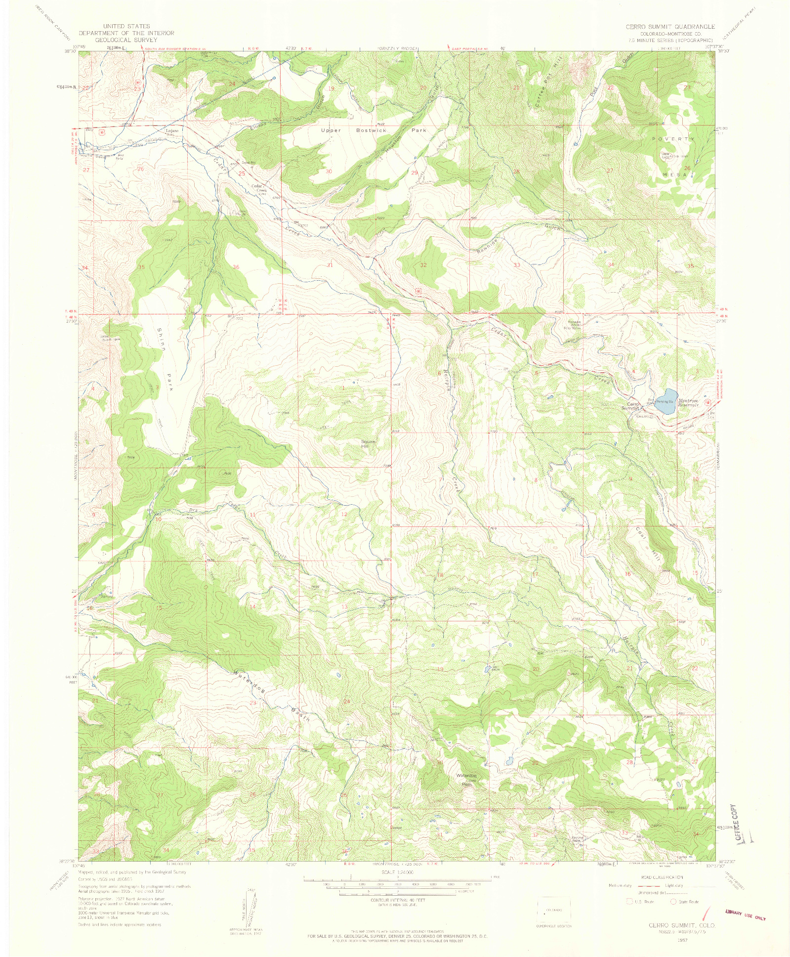 USGS 1:24000-SCALE QUADRANGLE FOR CERRO SUMMIT, CO 1957