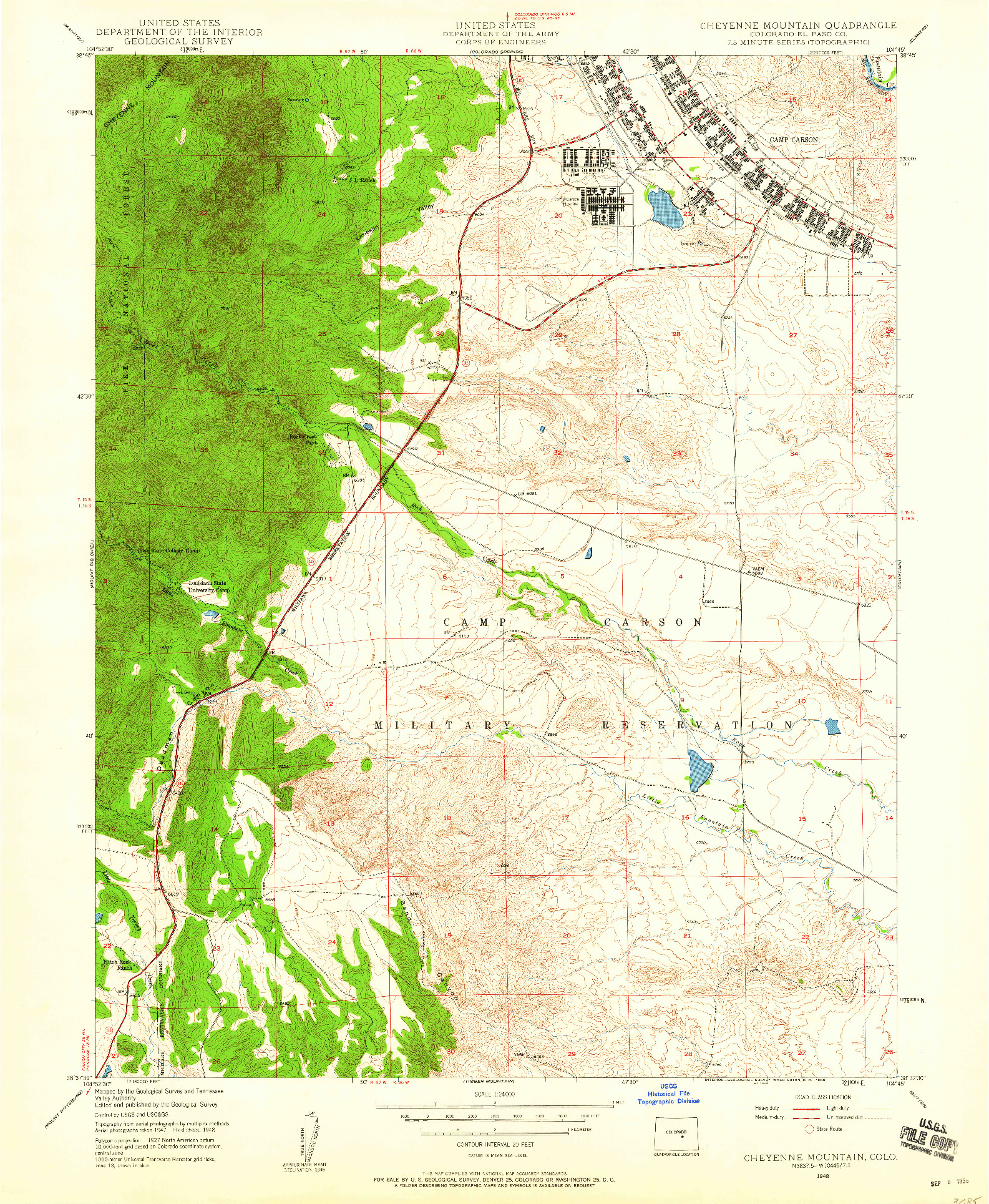 USGS 1:24000-SCALE QUADRANGLE FOR CHEYENNE MOUNTAIN, CO 1948