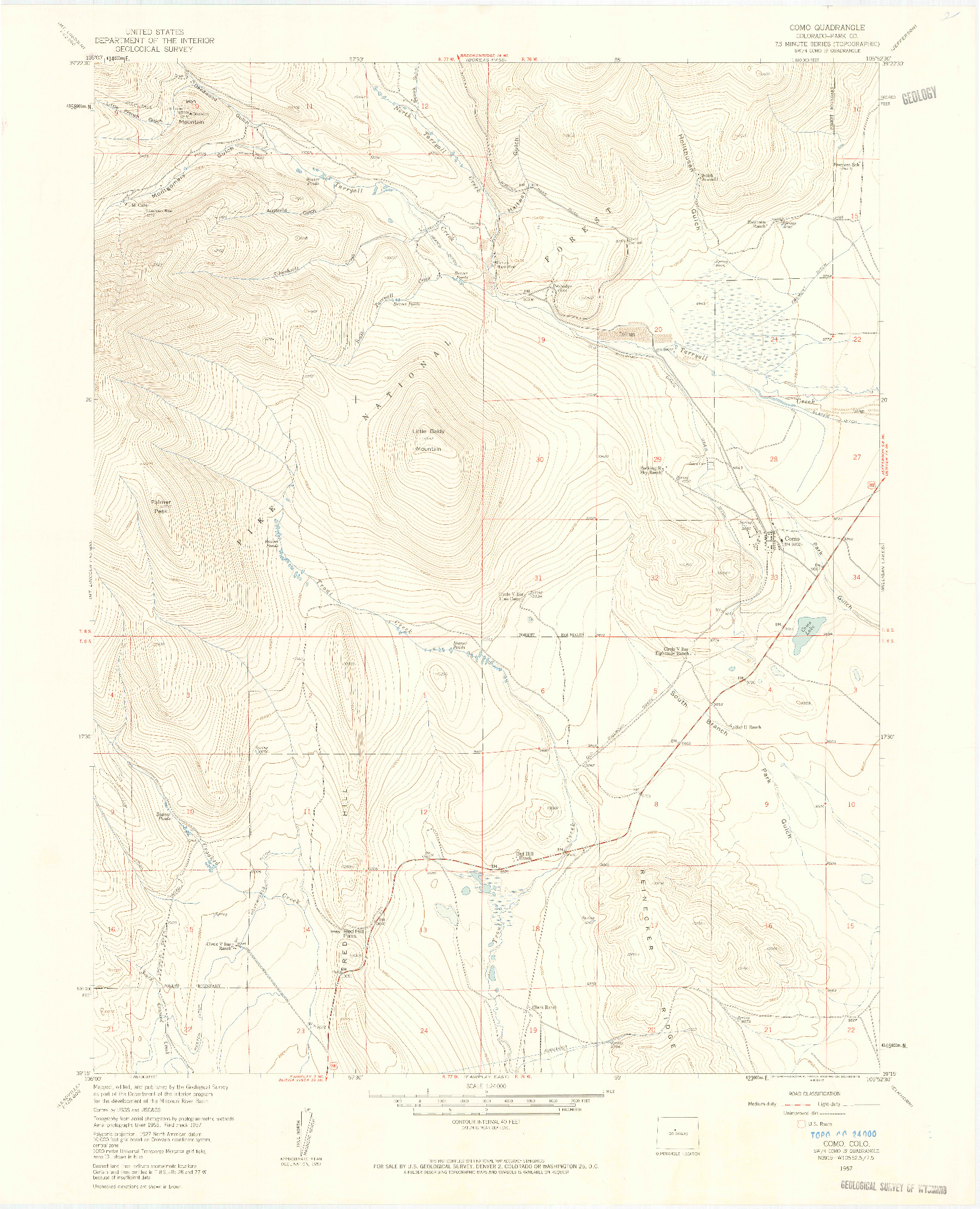USGS 1:24000-SCALE QUADRANGLE FOR COMO, CO 1957