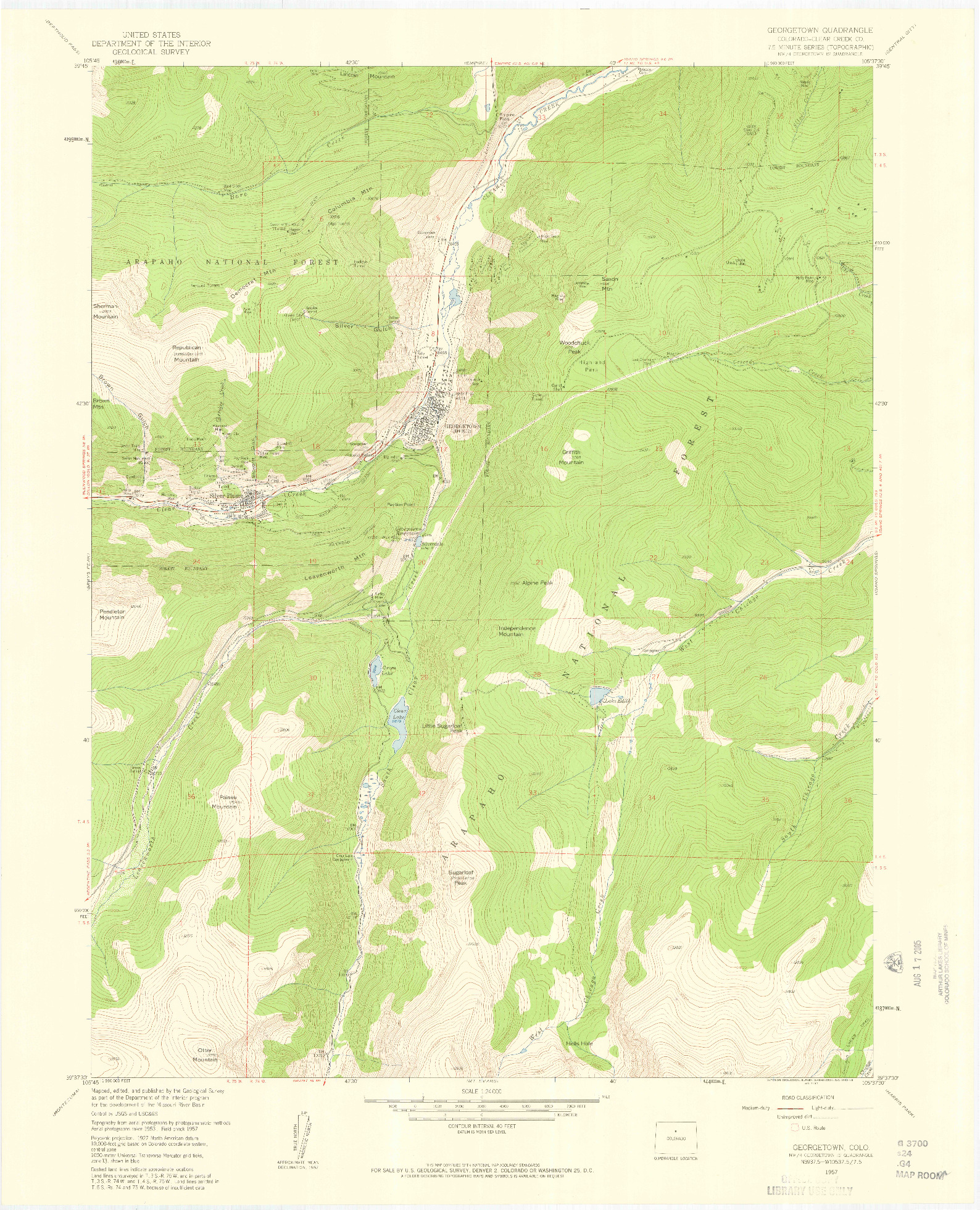 USGS 1:24000-SCALE QUADRANGLE FOR GEORGETOWN, CO 1957