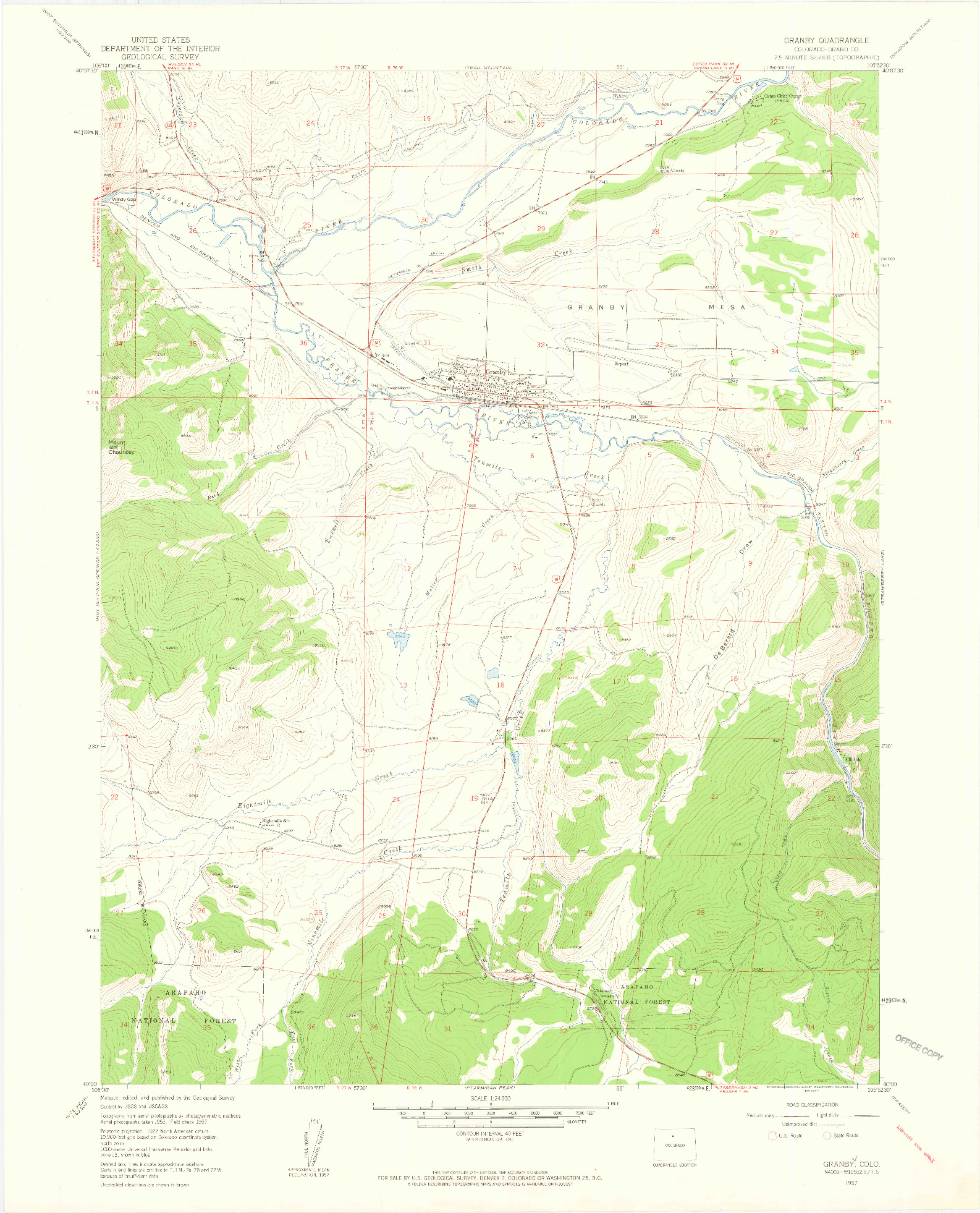 USGS 1:24000-SCALE QUADRANGLE FOR GRANBY, CO 1957