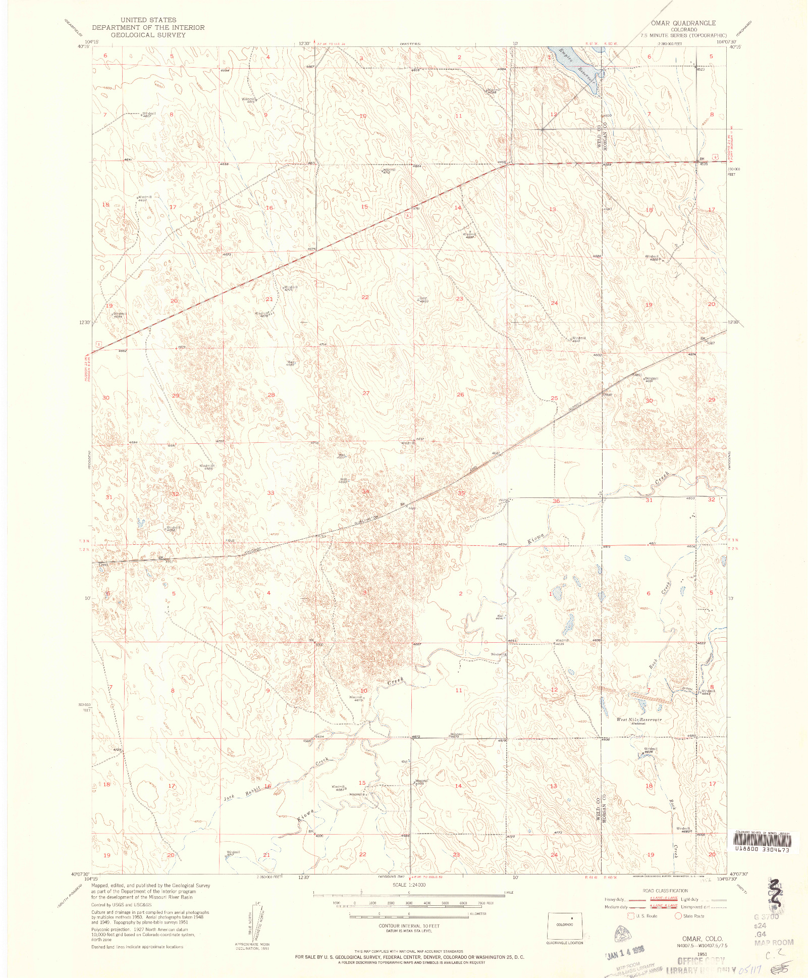 USGS 1:24000-SCALE QUADRANGLE FOR OMAR, CO 1951