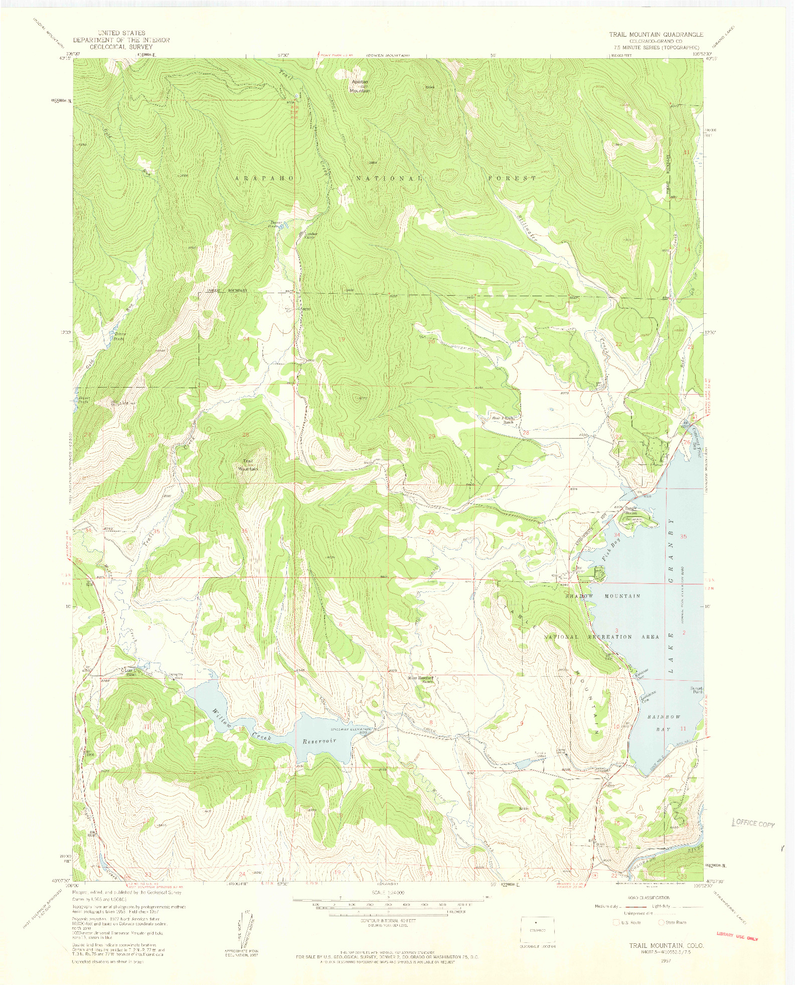 USGS 1:24000-SCALE QUADRANGLE FOR TRAIL MOUNTAIN, CO 1957