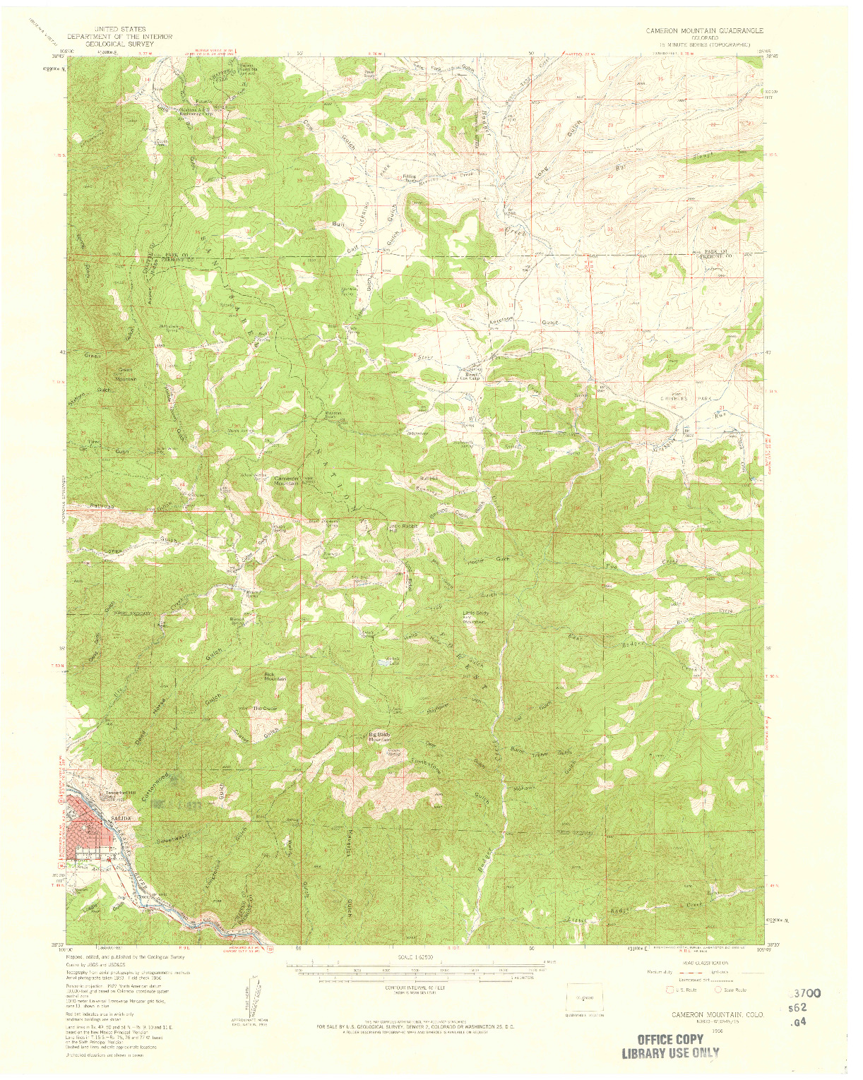 USGS 1:62500-SCALE QUADRANGLE FOR CAMERON MOUNTAIN, CO 1956