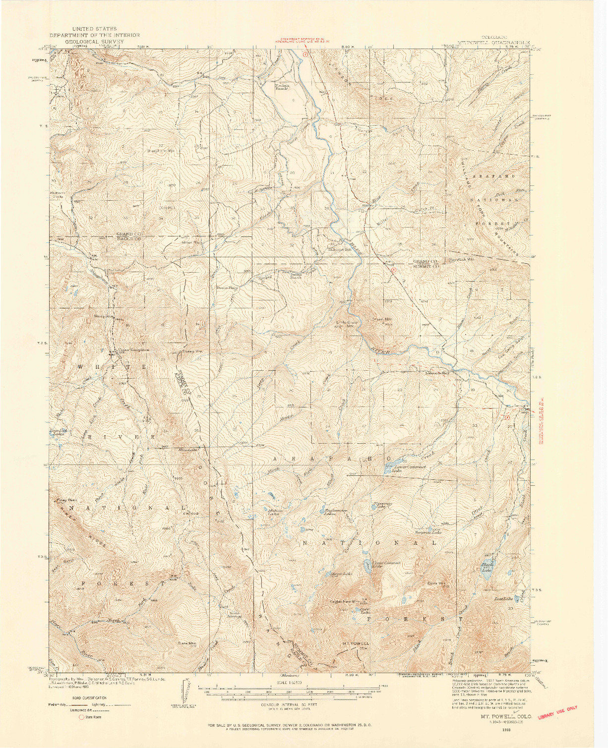 USGS 1:62500-SCALE QUADRANGLE FOR MOUNT POWELL, CO 1933