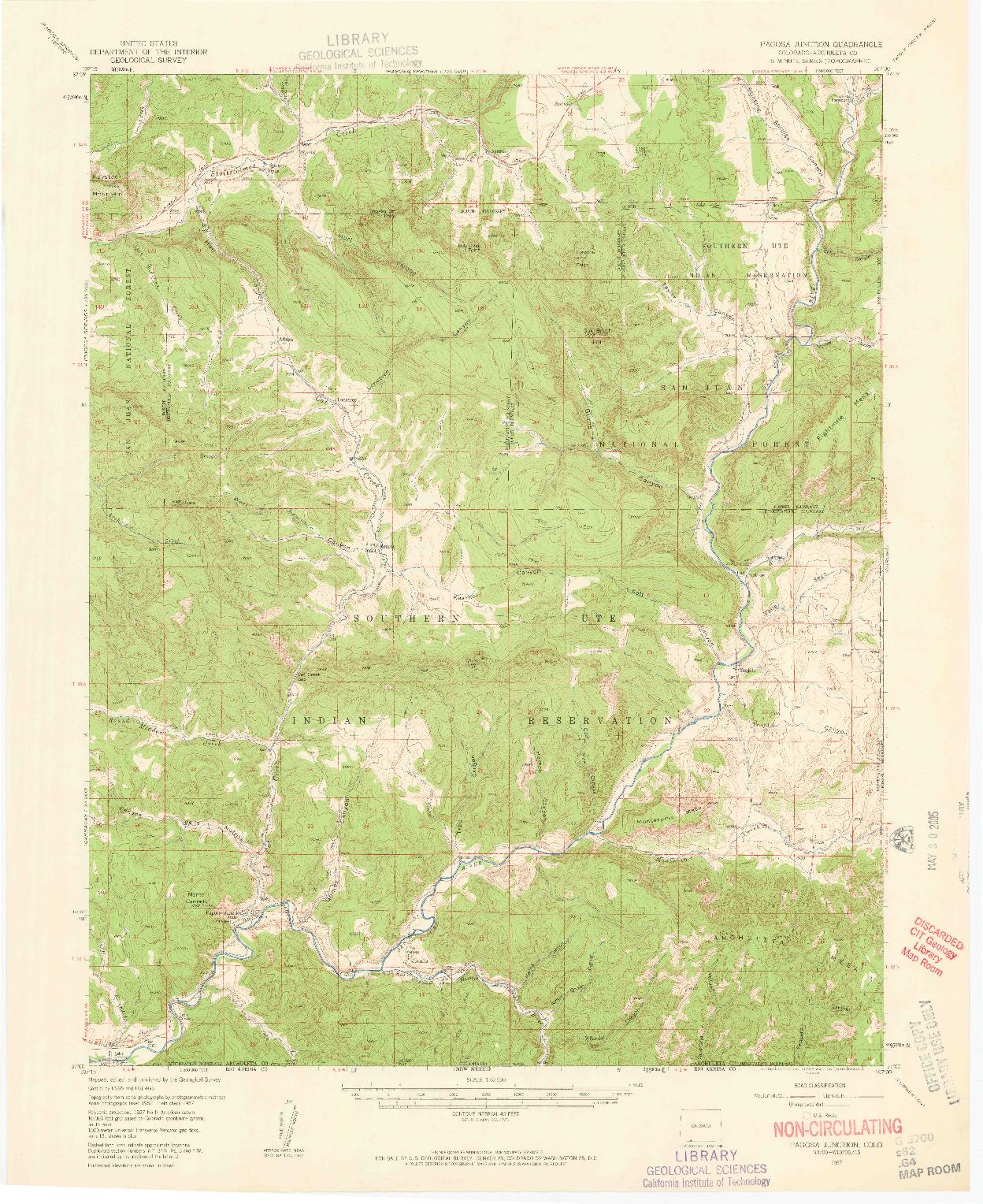 USGS 1:62500-SCALE QUADRANGLE FOR PAGOSA JUNCTION, CO 1957