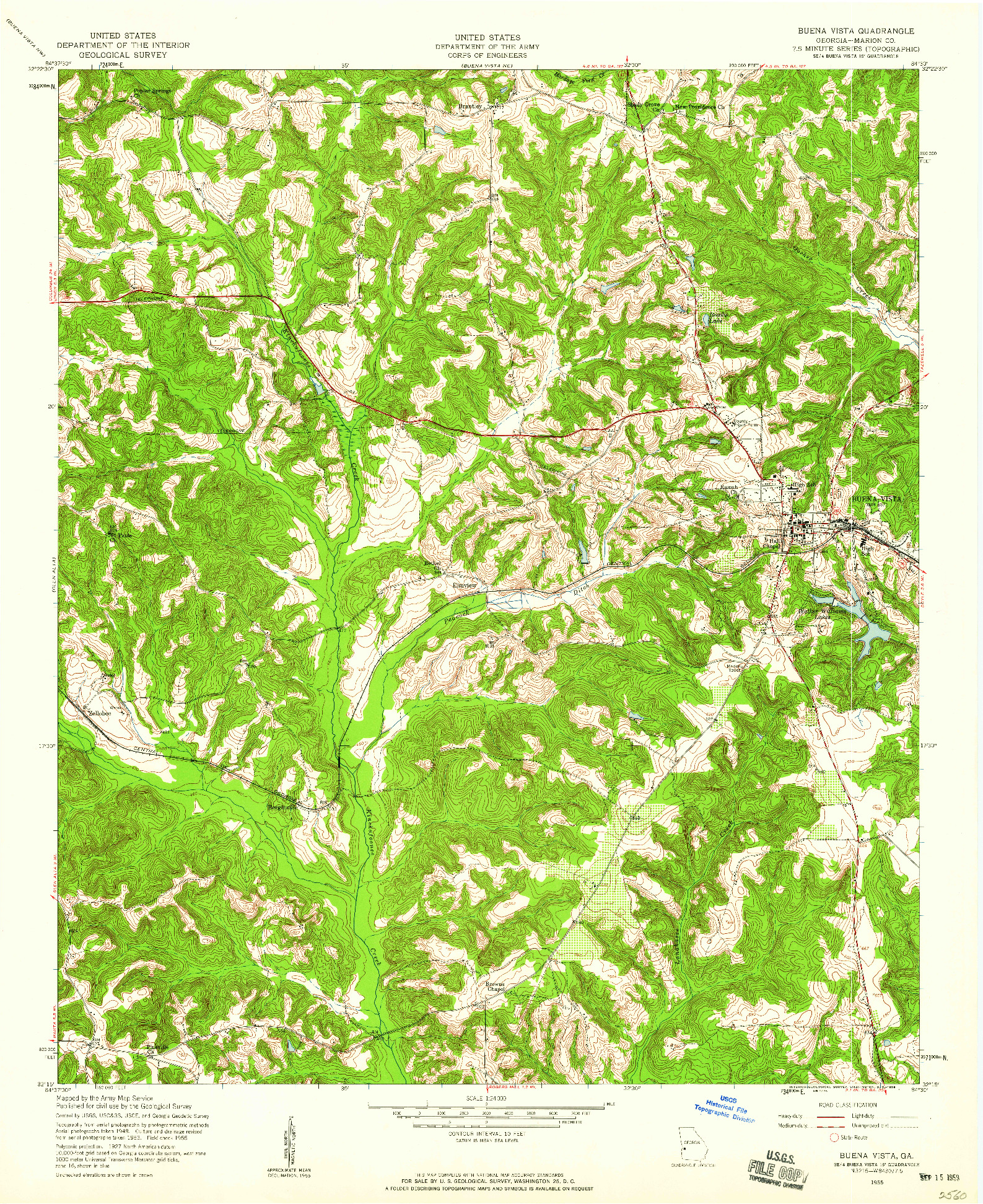 USGS 1:24000-SCALE QUADRANGLE FOR BUENA VISTA, GA 1955