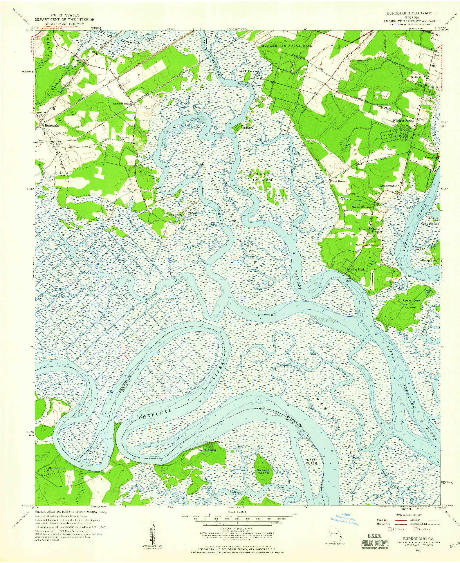 USGS 1:24000-SCALE QUADRANGLE FOR BURROUGHS, GA 1957