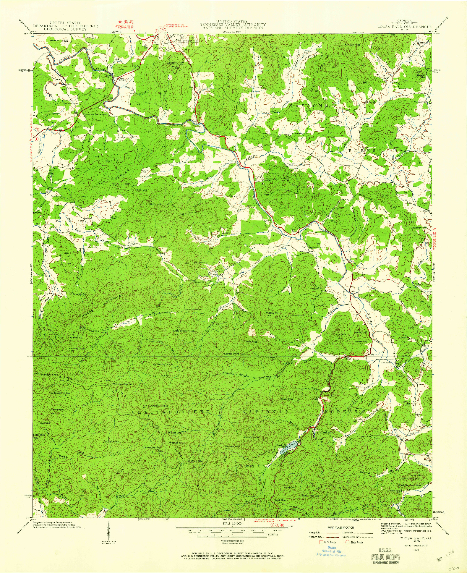 USGS 1:24000-SCALE QUADRANGLE FOR COOSA BALD, GA 1938