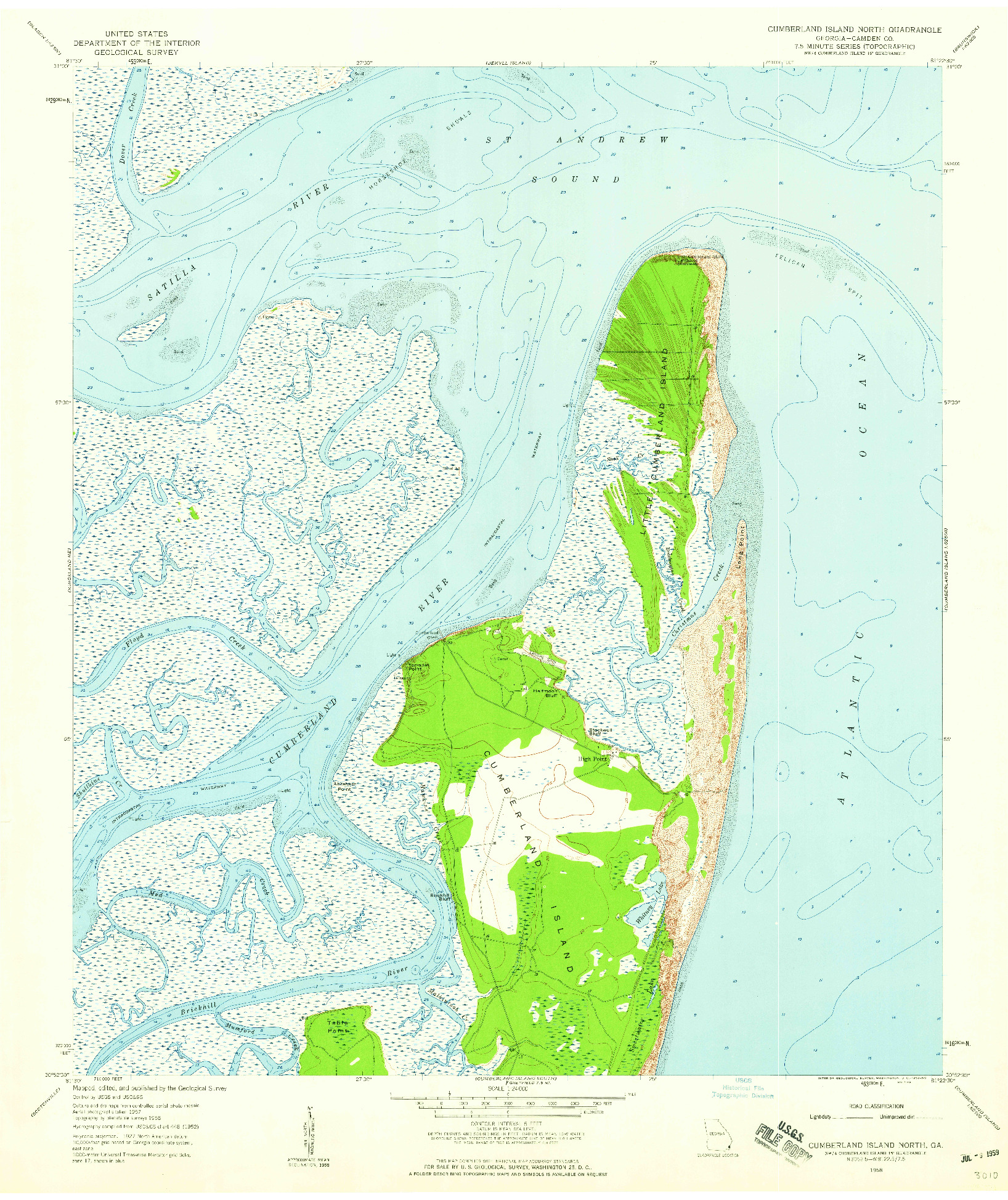 USGS 1:24000-SCALE QUADRANGLE FOR CUMBERLAND ISLAND NORTH, GA 1958