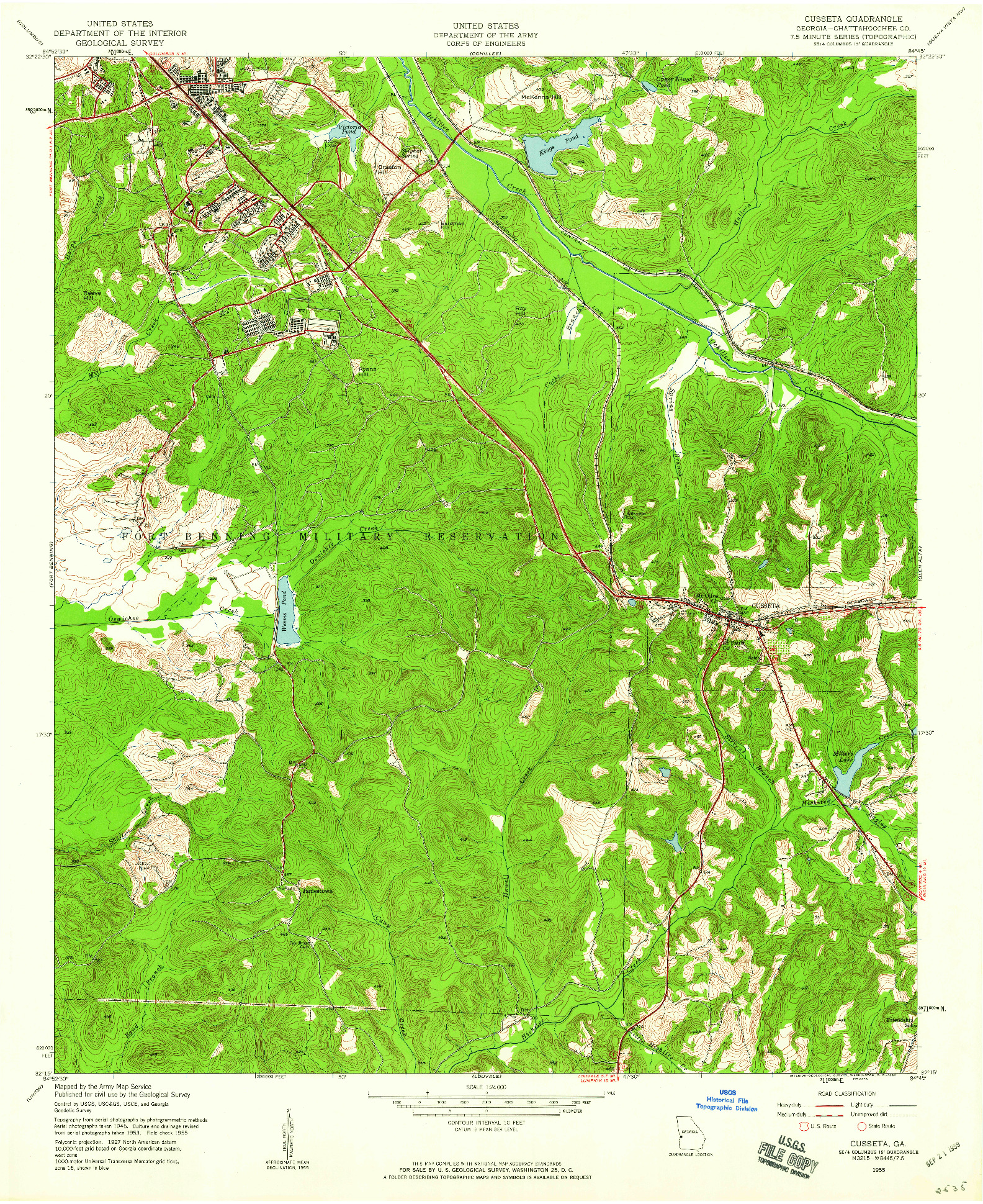 USGS 1:24000-SCALE QUADRANGLE FOR CUSSETA, GA 1955