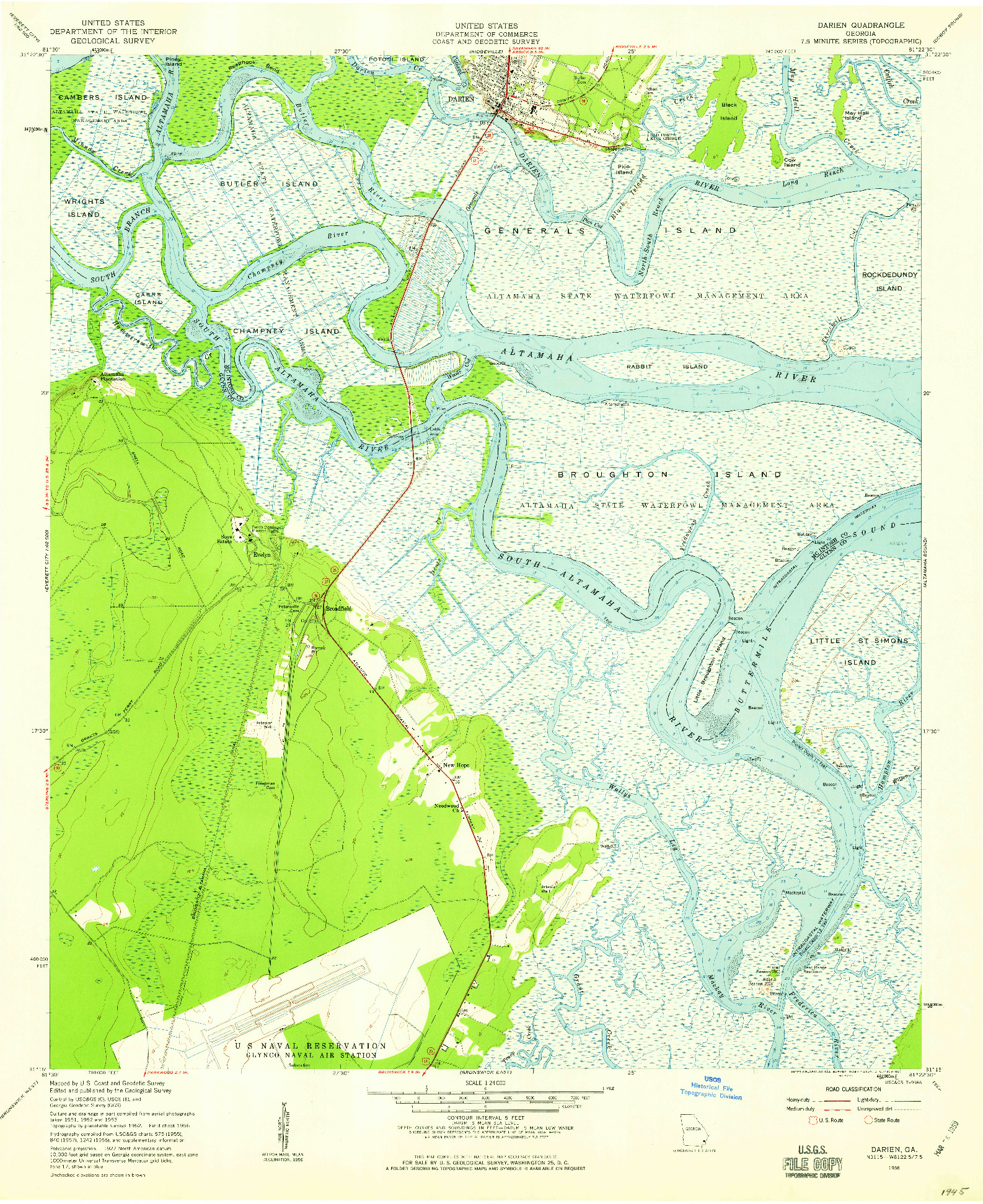 USGS 1:24000-SCALE QUADRANGLE FOR DARIEN, GA 1956