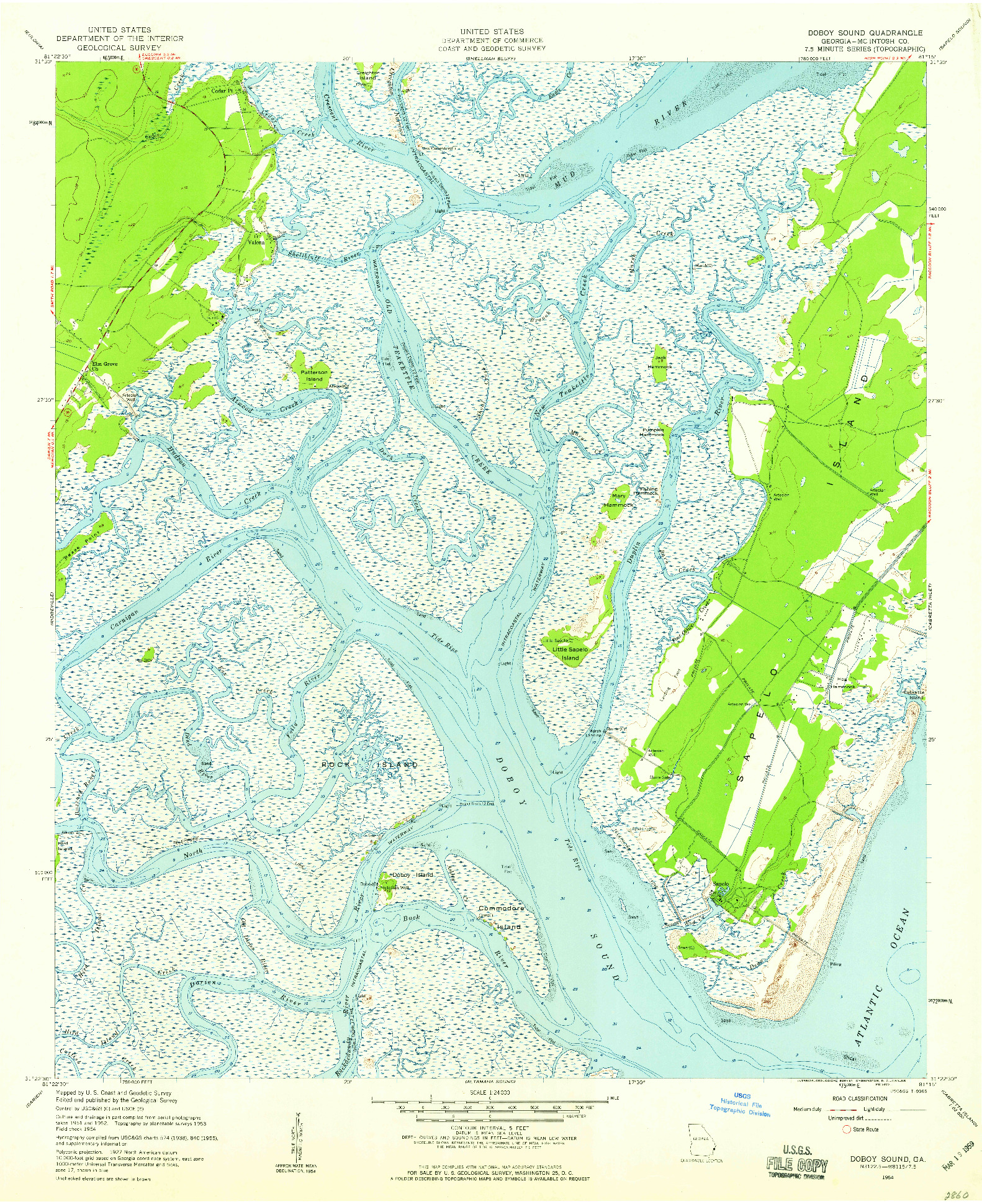 USGS 1:24000-SCALE QUADRANGLE FOR DOBOY SOUND, GA 1954