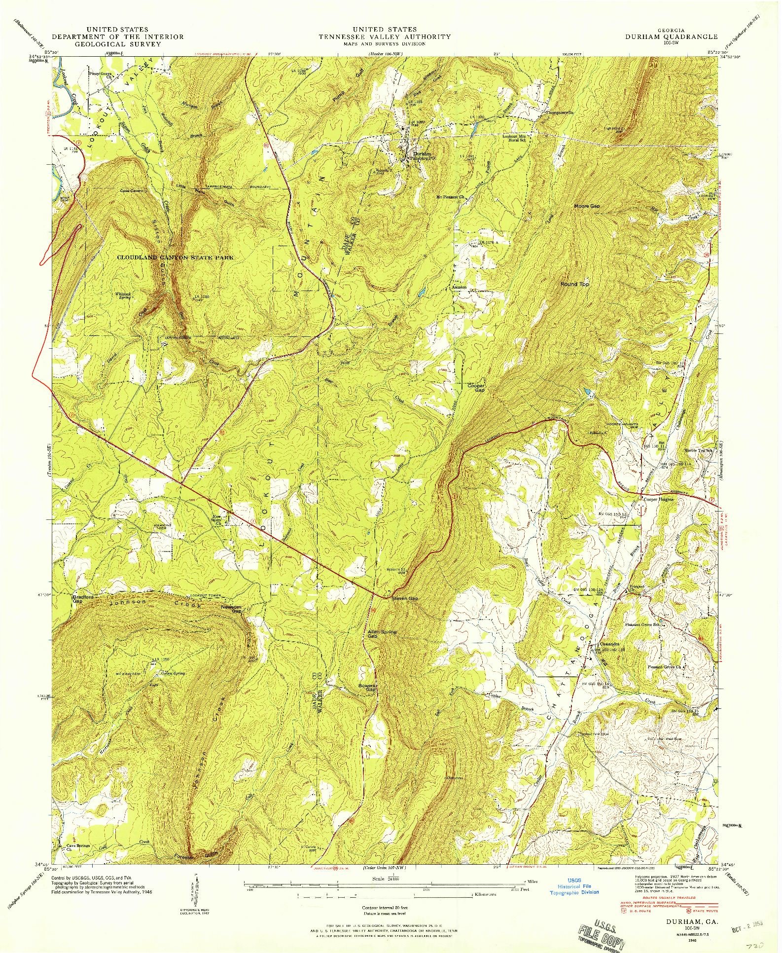 USGS 1:24000-SCALE QUADRANGLE FOR DURHAM, GA 1946