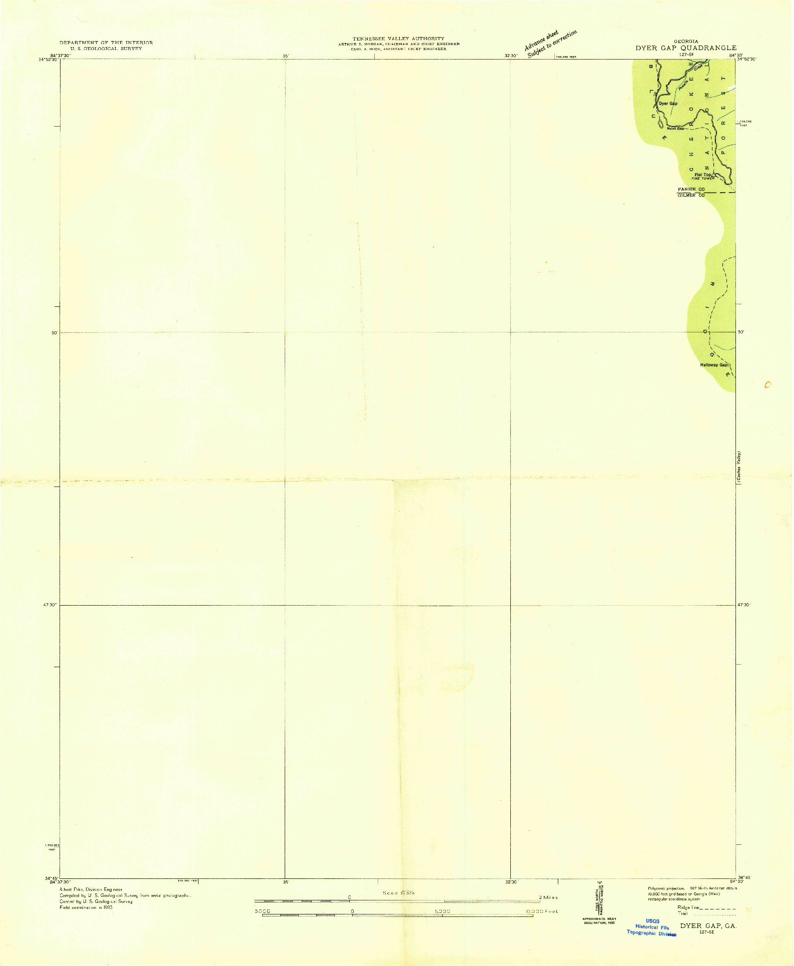 USGS 1:24000-SCALE QUADRANGLE FOR DYER GAP, GA 1959