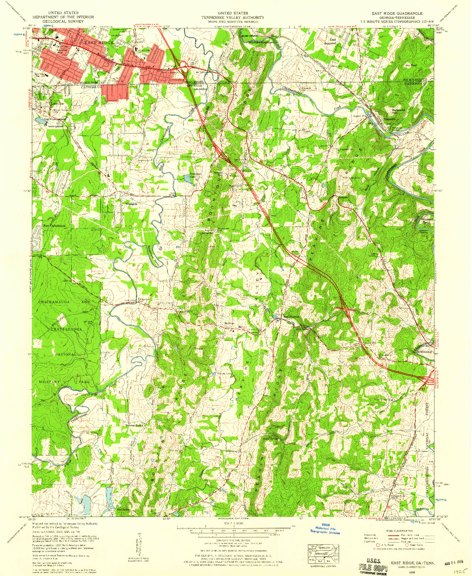 USGS 1:24000-SCALE QUADRANGLE FOR EAST RIDGE, GA 1958