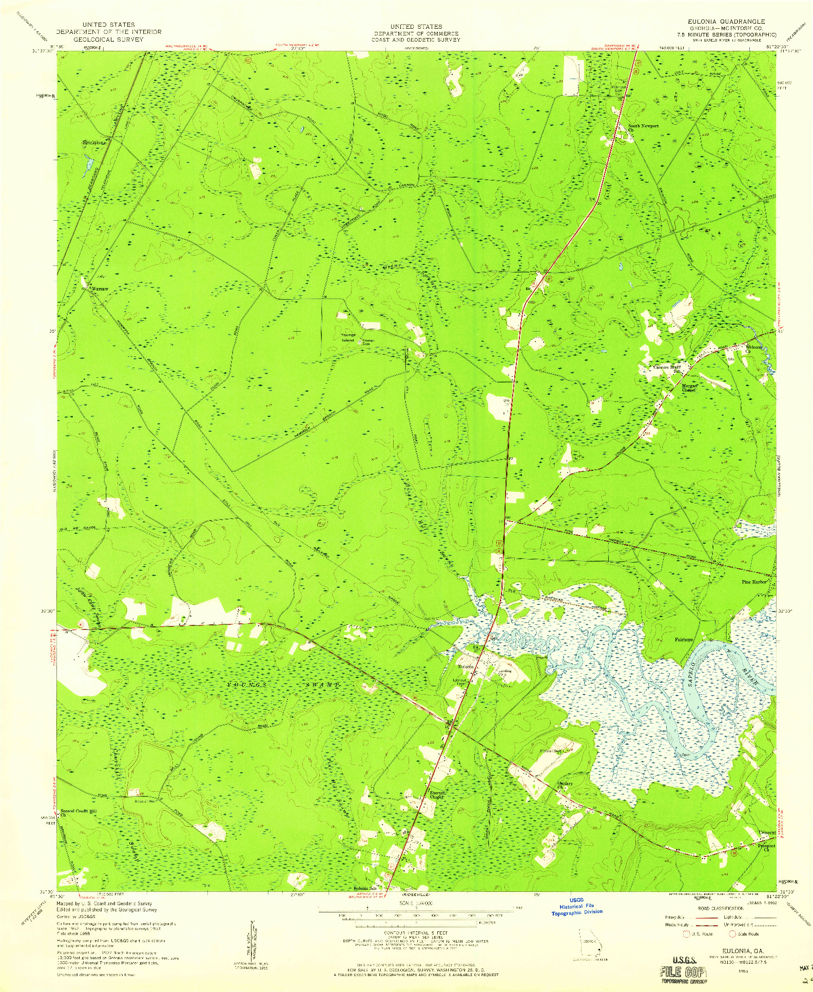 USGS 1:24000-SCALE QUADRANGLE FOR EULONIA, GA 1955