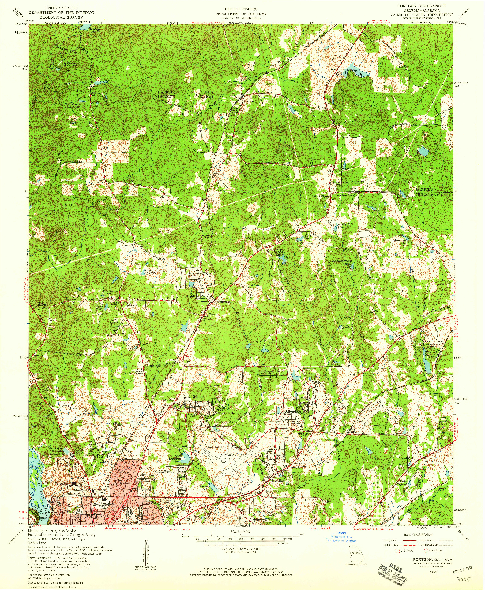 USGS 1:24000-SCALE QUADRANGLE FOR FORTSON, GA 1955