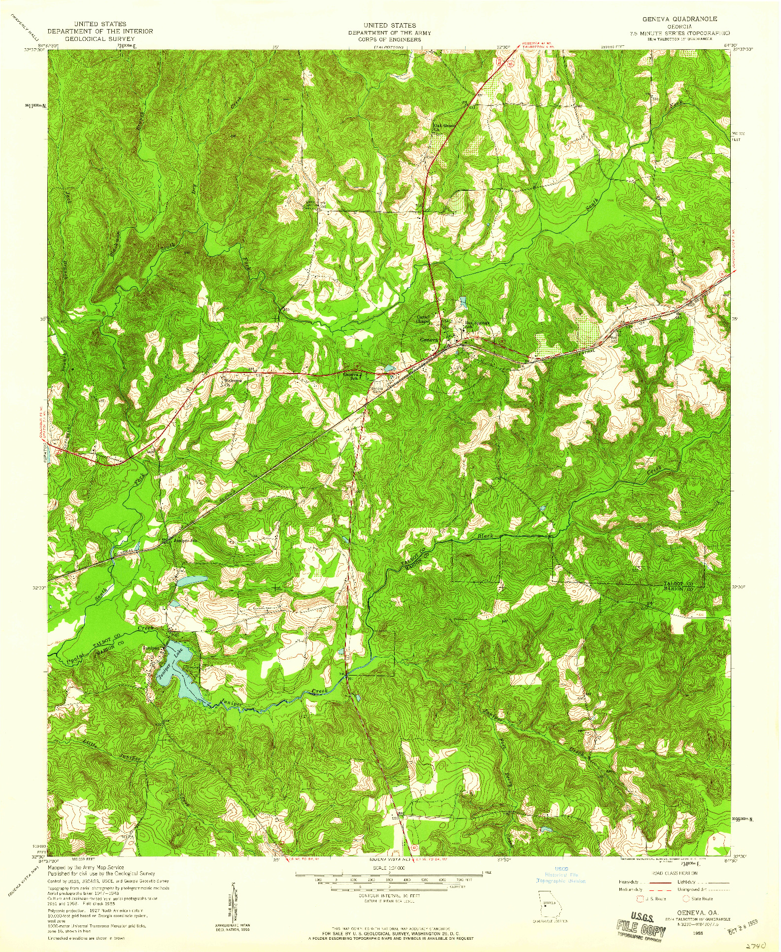 USGS 1:24000-SCALE QUADRANGLE FOR GENEVA, GA 1955