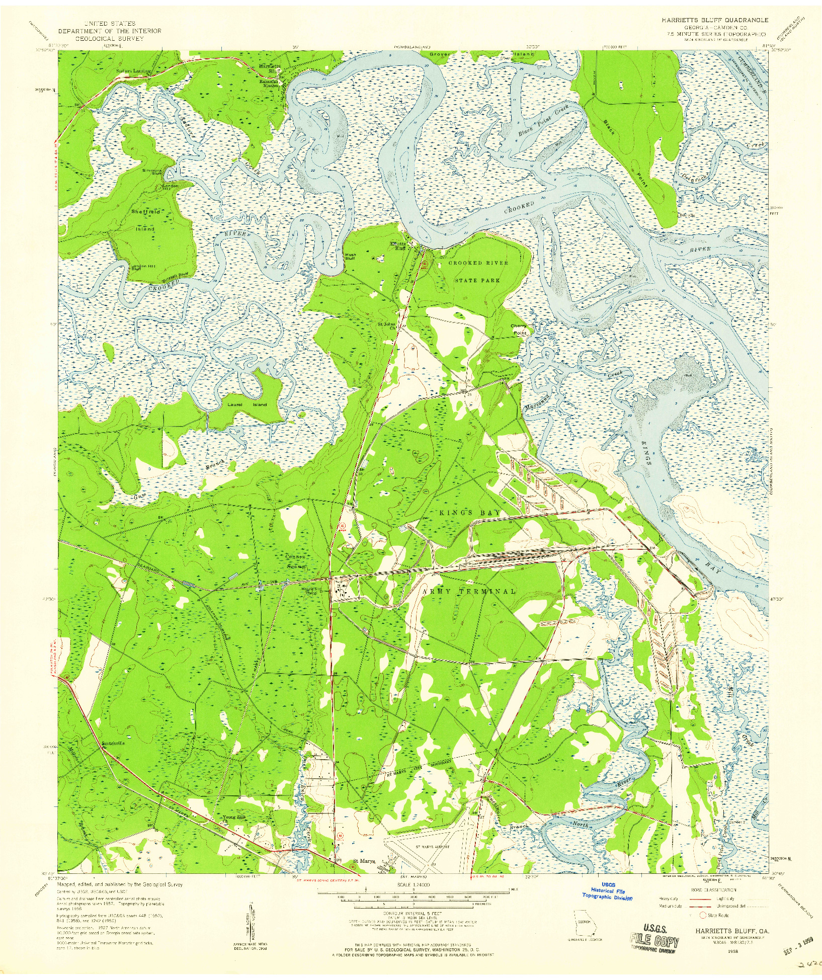USGS 1:24000-SCALE QUADRANGLE FOR HARRIETTS BLUFF, GA 1958