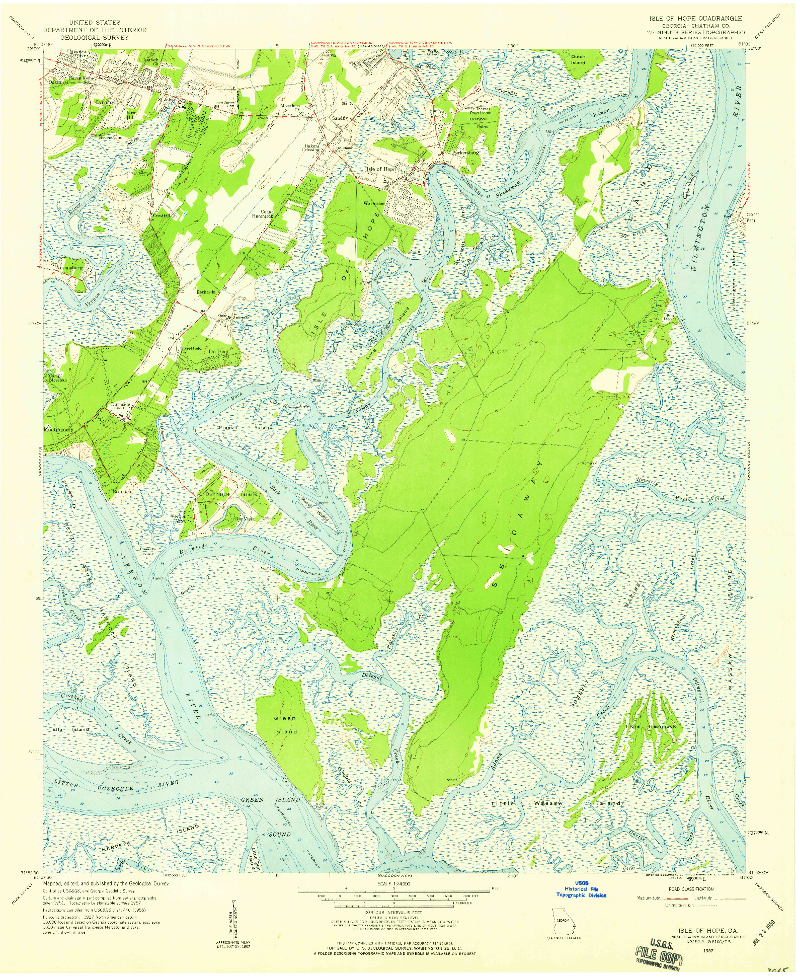USGS 1:24000-SCALE QUADRANGLE FOR ISLE OF HOPE, GA 1957