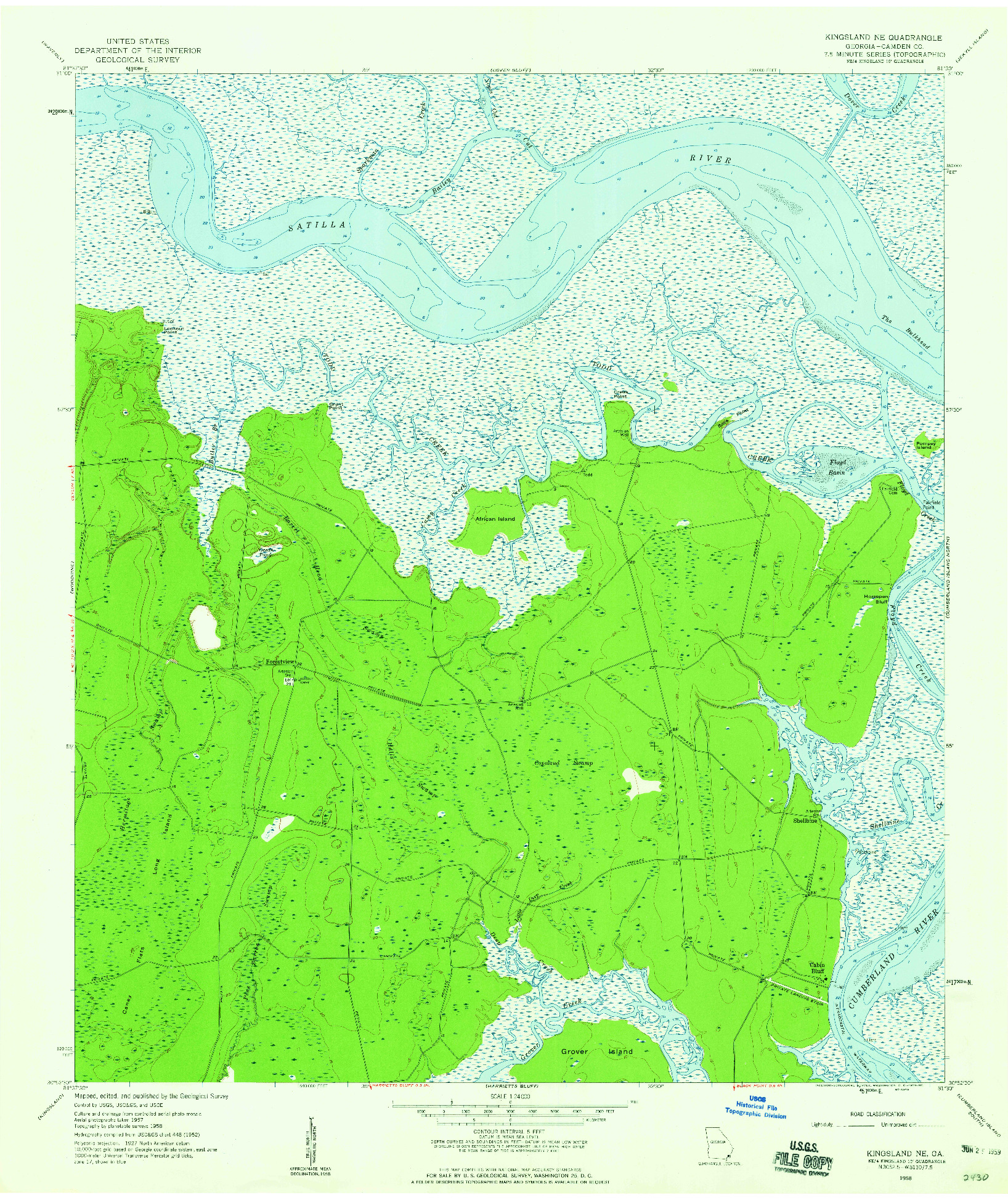 USGS 1:24000-SCALE QUADRANGLE FOR KINGSLAND NE, GA 1958