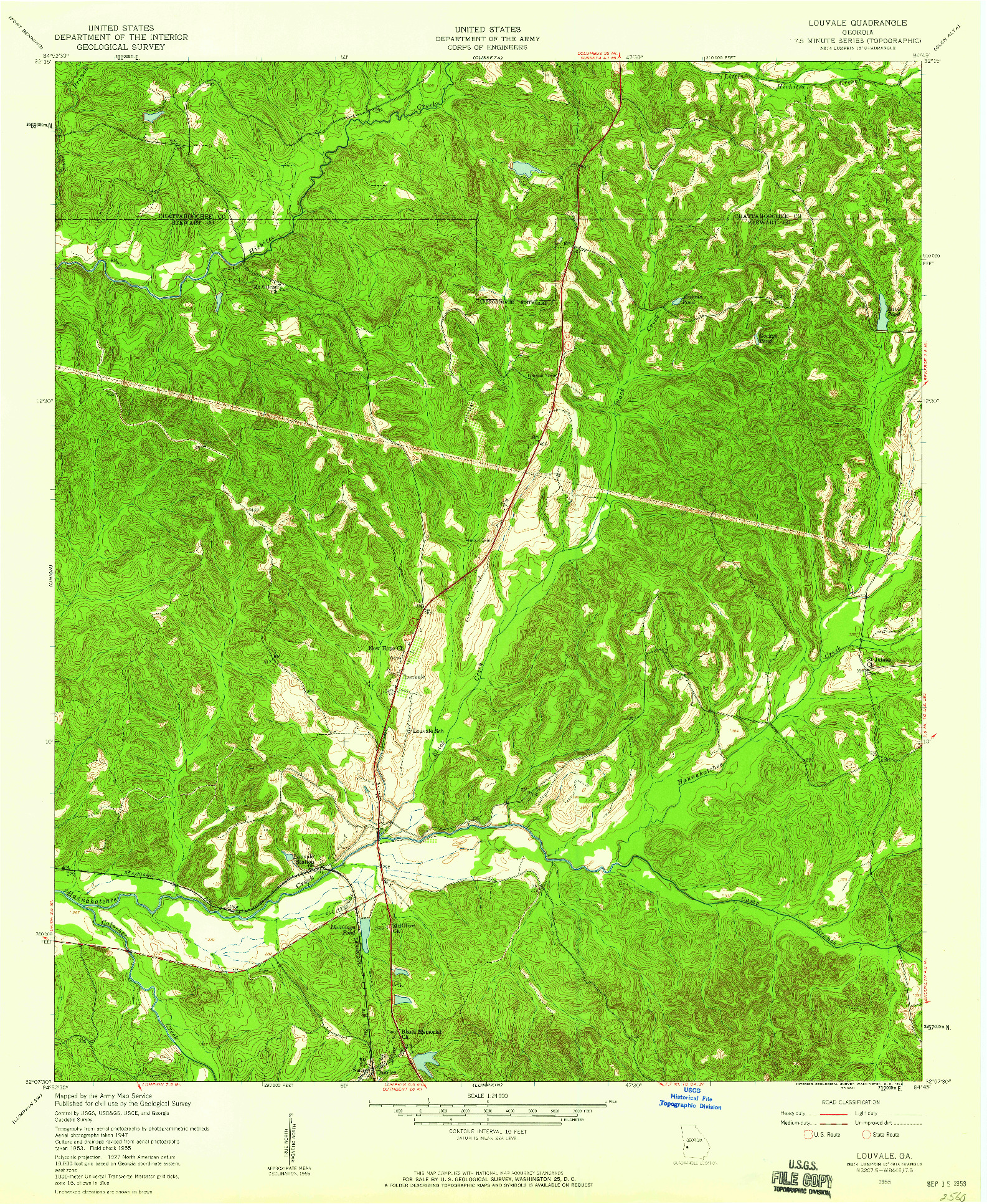 USGS 1:24000-SCALE QUADRANGLE FOR LOUVALE, GA 1955