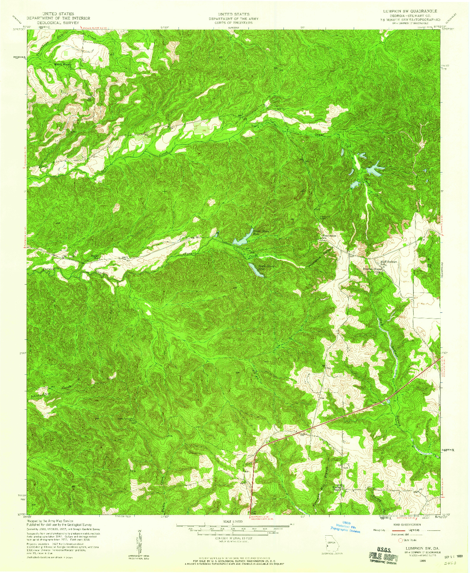 USGS 1:24000-SCALE QUADRANGLE FOR LUMPKIN SW, GA 1955