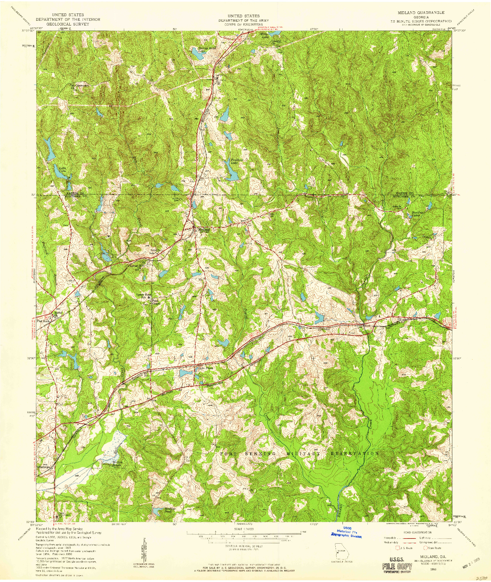 USGS 1:24000-SCALE QUADRANGLE FOR MIDLAND, GA 1955