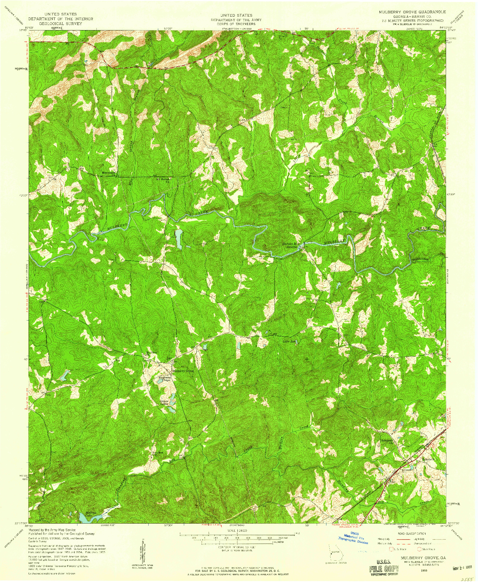 USGS 1:24000-SCALE QUADRANGLE FOR MULBERRY GROVE, GA 1955