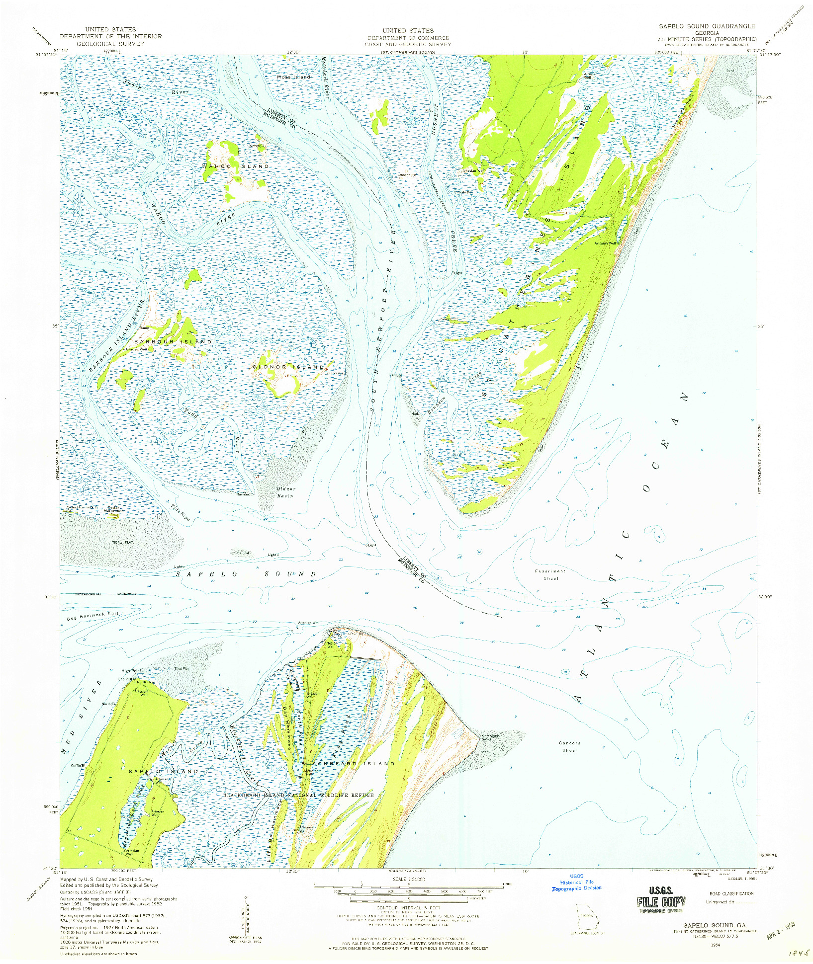 USGS 1:24000-SCALE QUADRANGLE FOR SAPELO SOUND, GA 1954