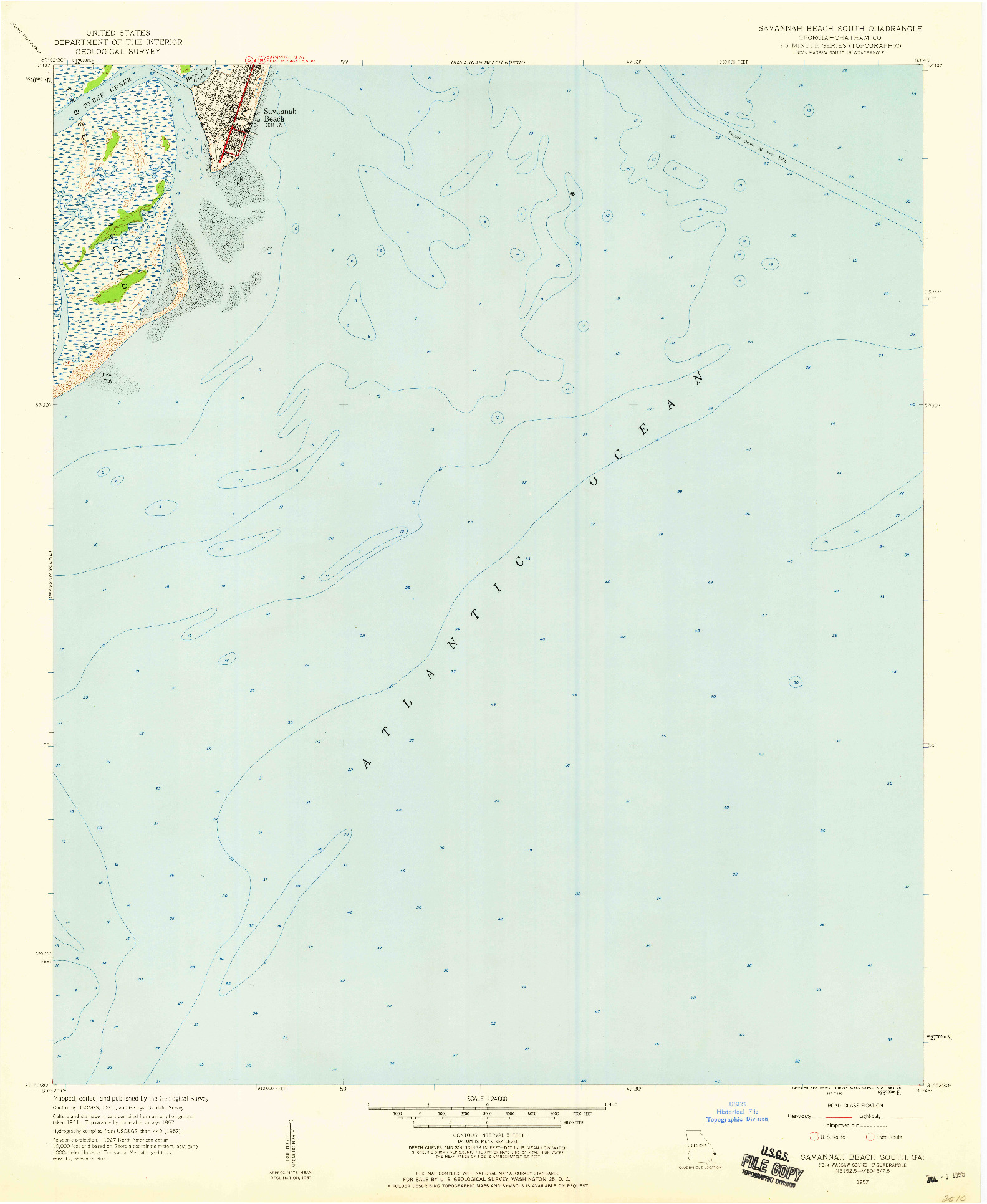USGS 1:24000-SCALE QUADRANGLE FOR SAVANNAH BEACH SOUTH, GA 1957