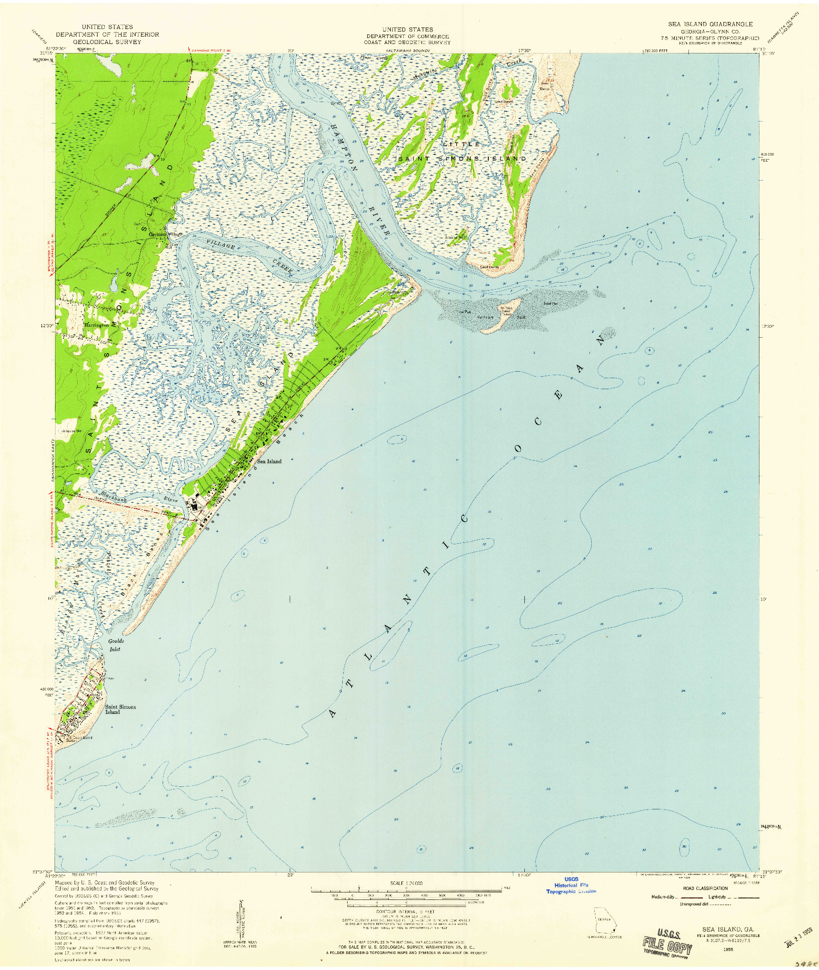 USGS 1:24000-SCALE QUADRANGLE FOR SEA ISLAND, GA 1955